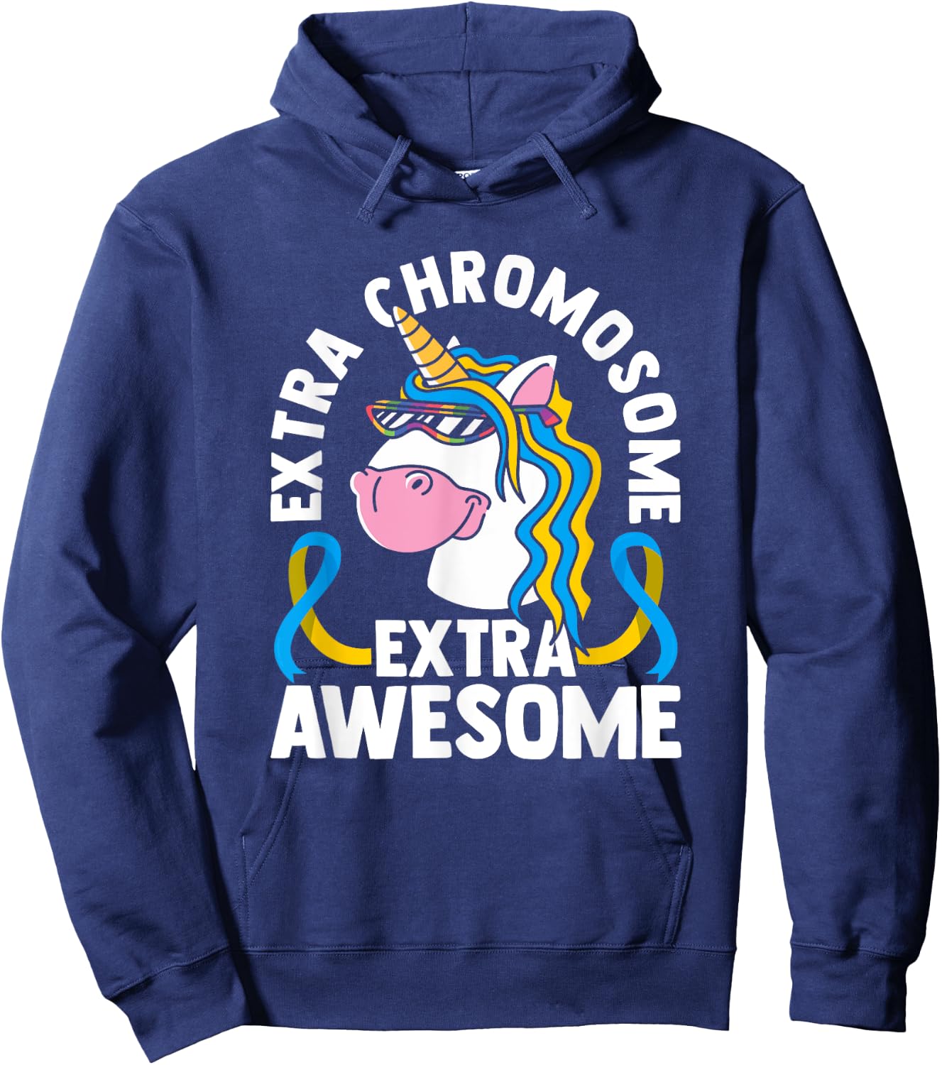 Extra Chromosome Extra Awesome Unicorn Down Syndrome Hoodie - Hoodie | Navy