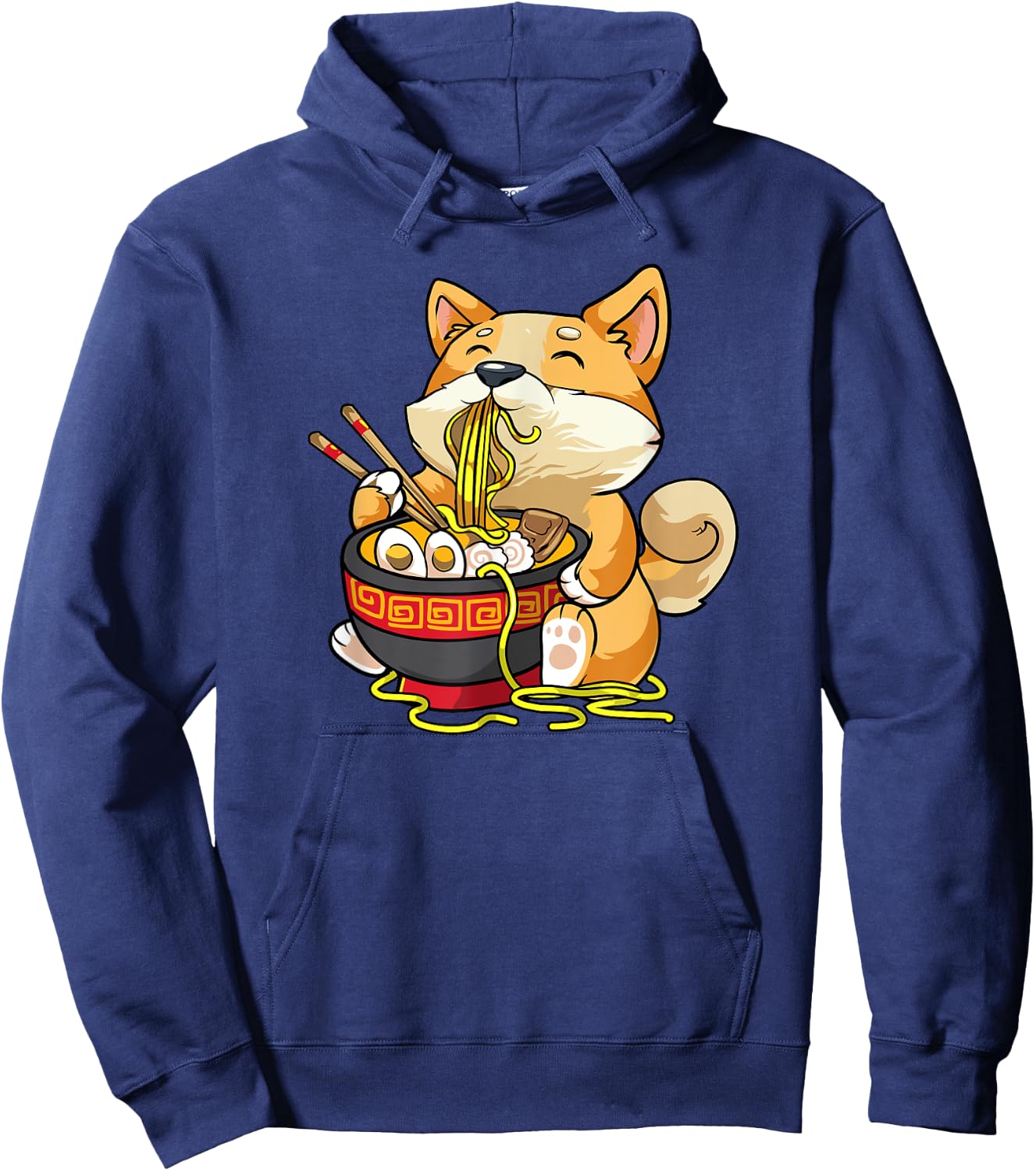 Corgi-Dog Eating Bowl of Ramen Pho Noodle Soup Japan Kawaii Hoodie - Hoodie | Navy