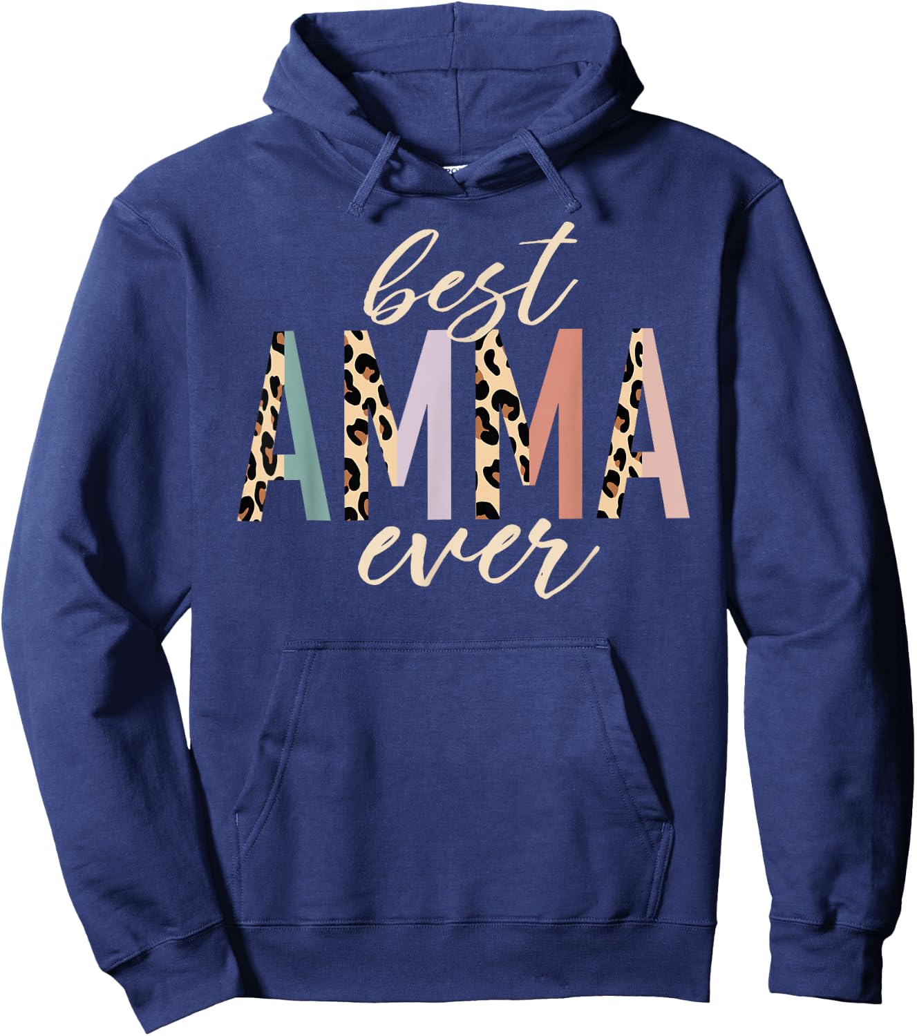 Best Amma Ever Gifts Leopard Print Mothers Day Hoodie - Hoodie | Navy