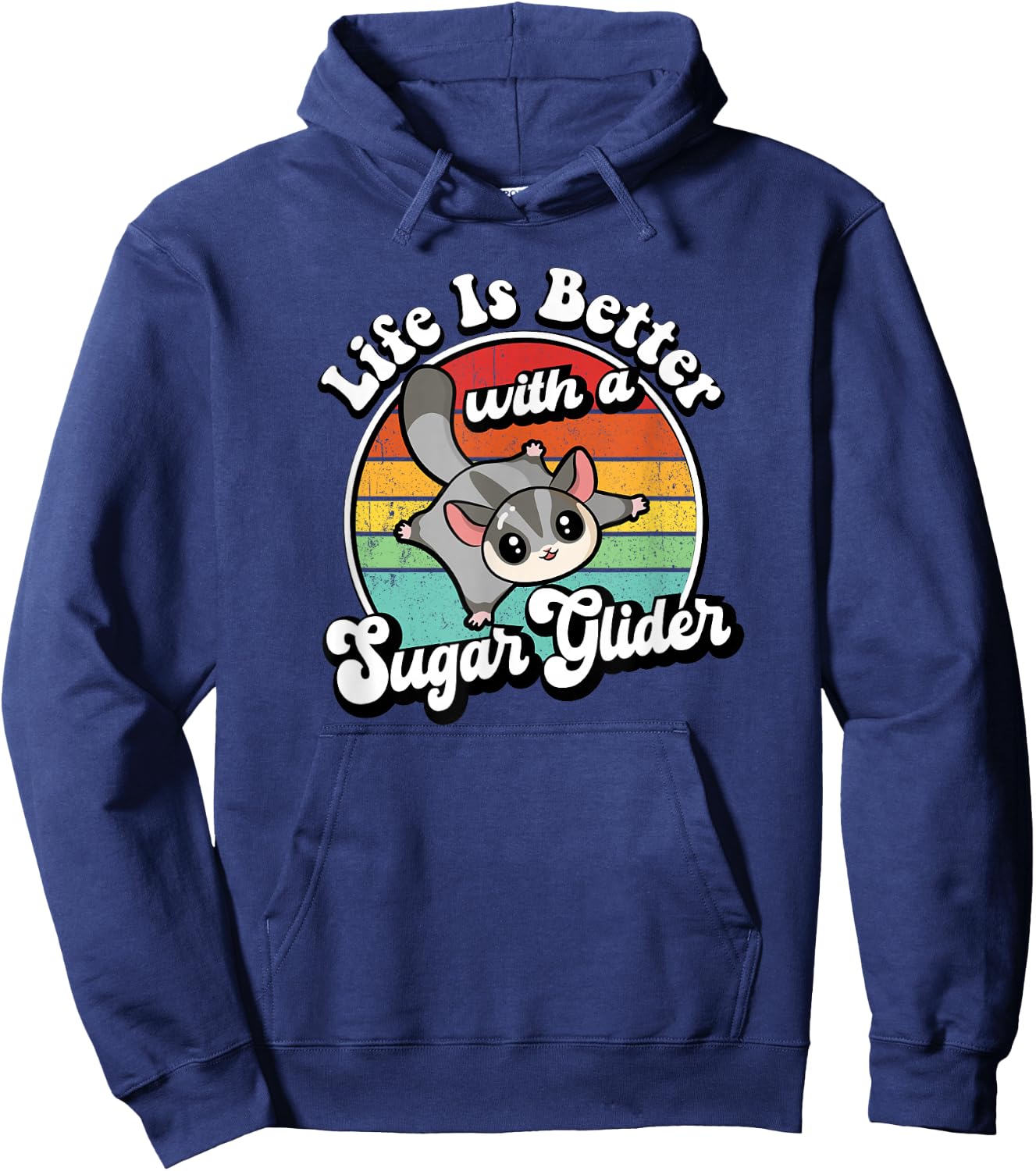 Cute Girls Retro Vintage Life Is Better Sugar Glider Lover Hoodie - Hoodie | Navy