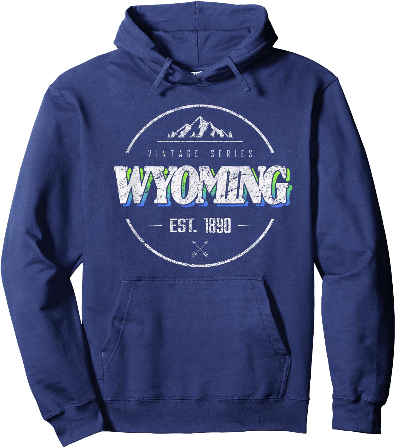 Wyoming Retro Vintage Mountain Outdoors State Graphic Hoodie - Hoodie | Navy
