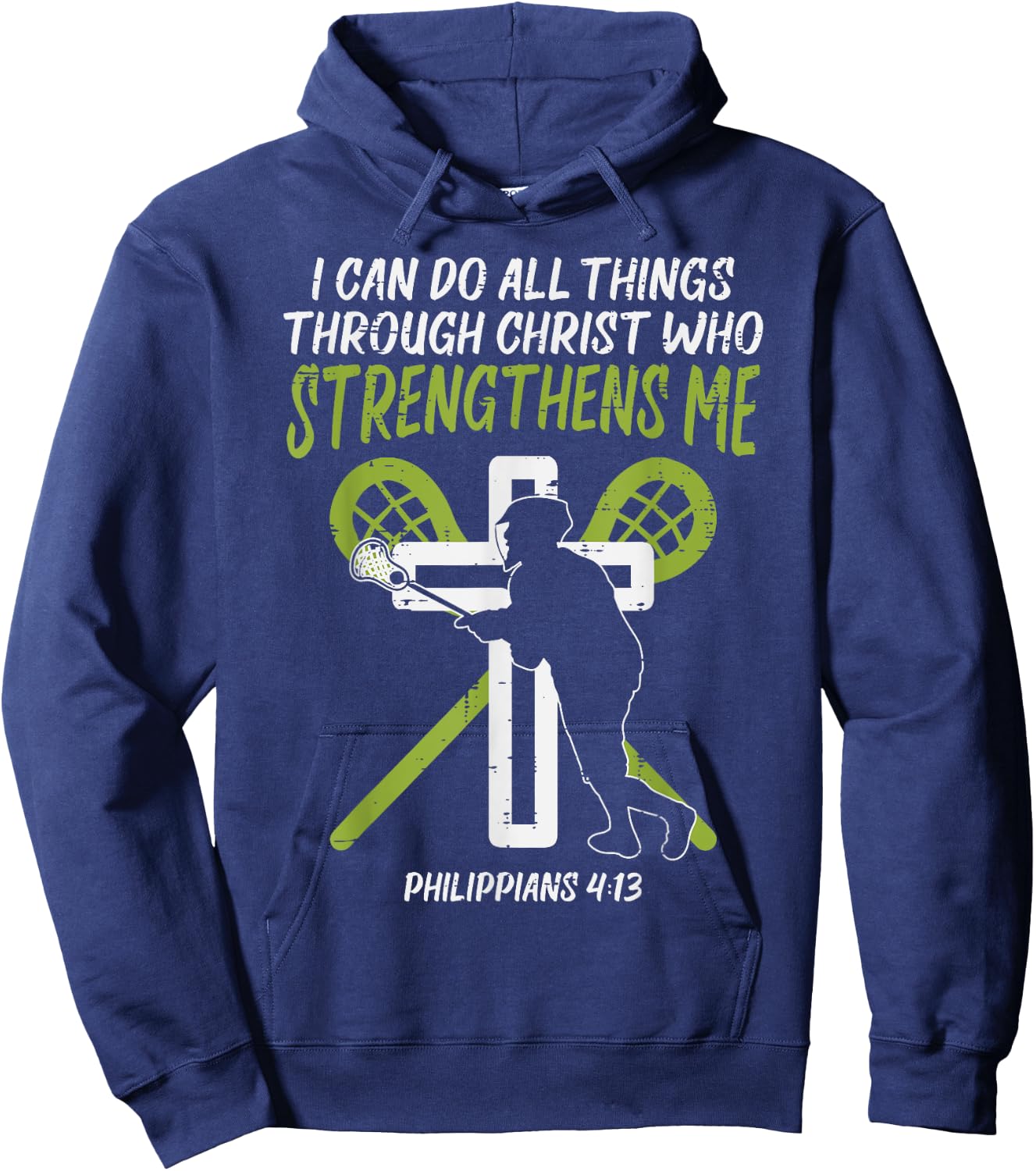 Can Do All Things Christ Lacrosse Religious Lax Christian Hoodie - Hoodie | Navy