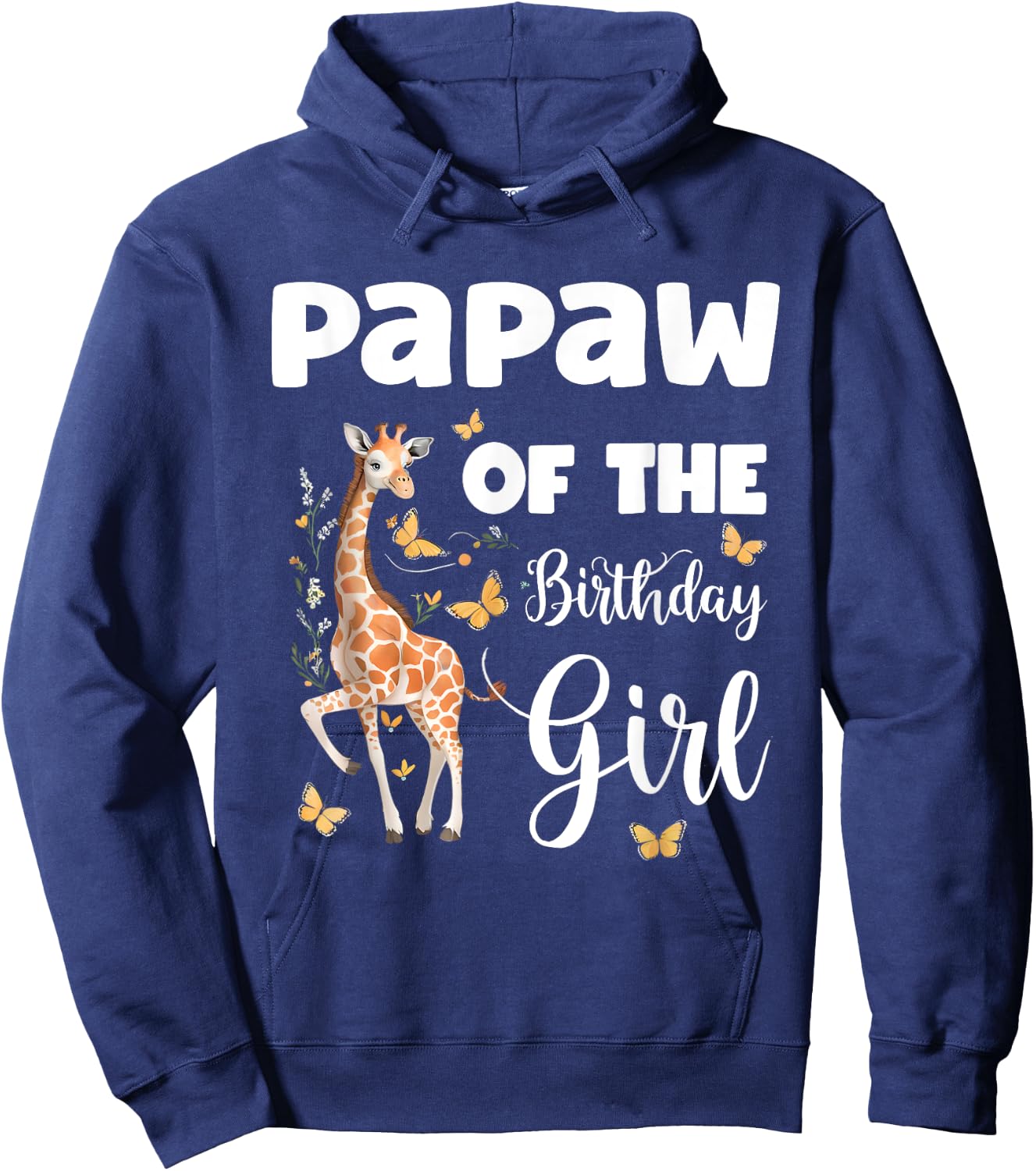 Giraffe Papaw of the Birthday Girl Matching Family Hoodie - Hoodie | Navy