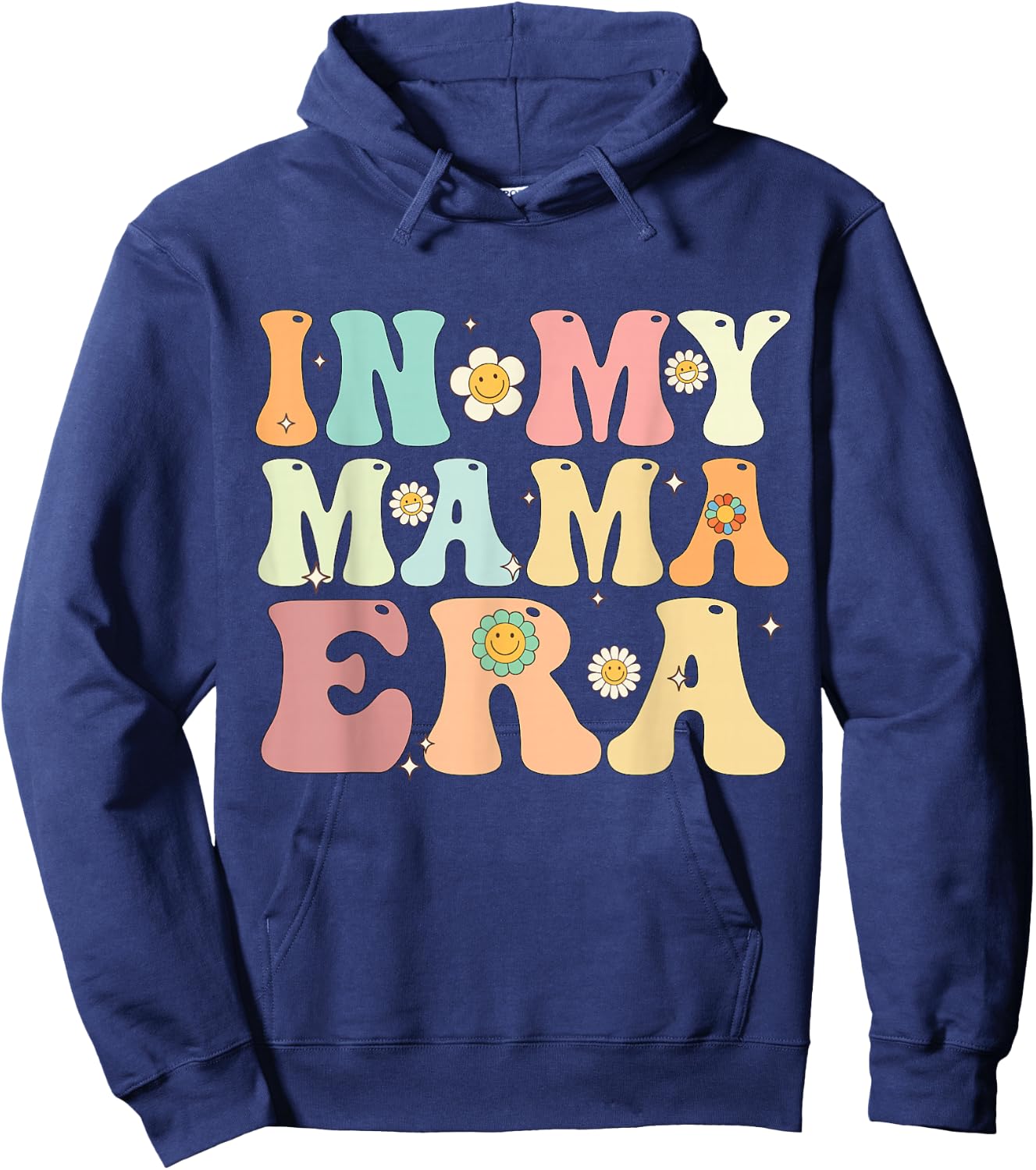 In My Mama Era Groovy Retro Mom Mother's Day 2025 Hoodie - Hoodie | Navy