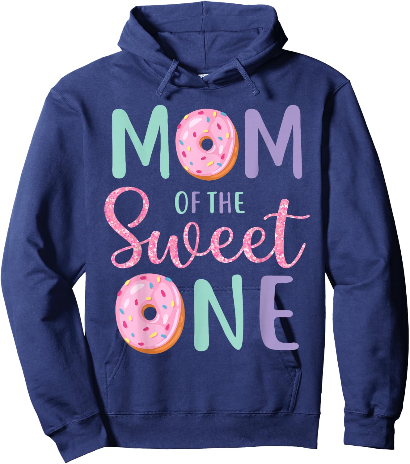 Mom of The Sweet One First Birthday Matching Family Donut Hoodie - Hoodie | Navy