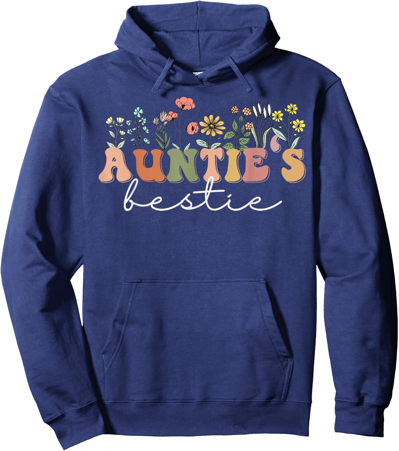 Wildflowers Auntie's Bestie Fun, Cute Best Friend Auntie Hoodie - Hoodie | Navy