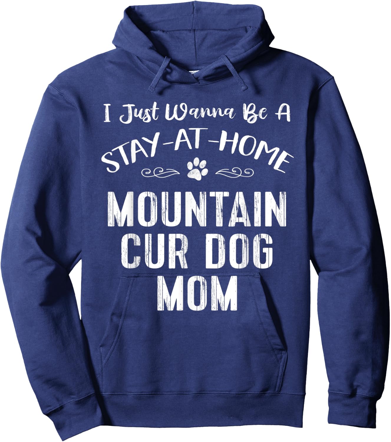 Mountain Cur Dog Mom Gift Love Paw Print Heart Men Women Kids Hoodie - Hoodie | Navy