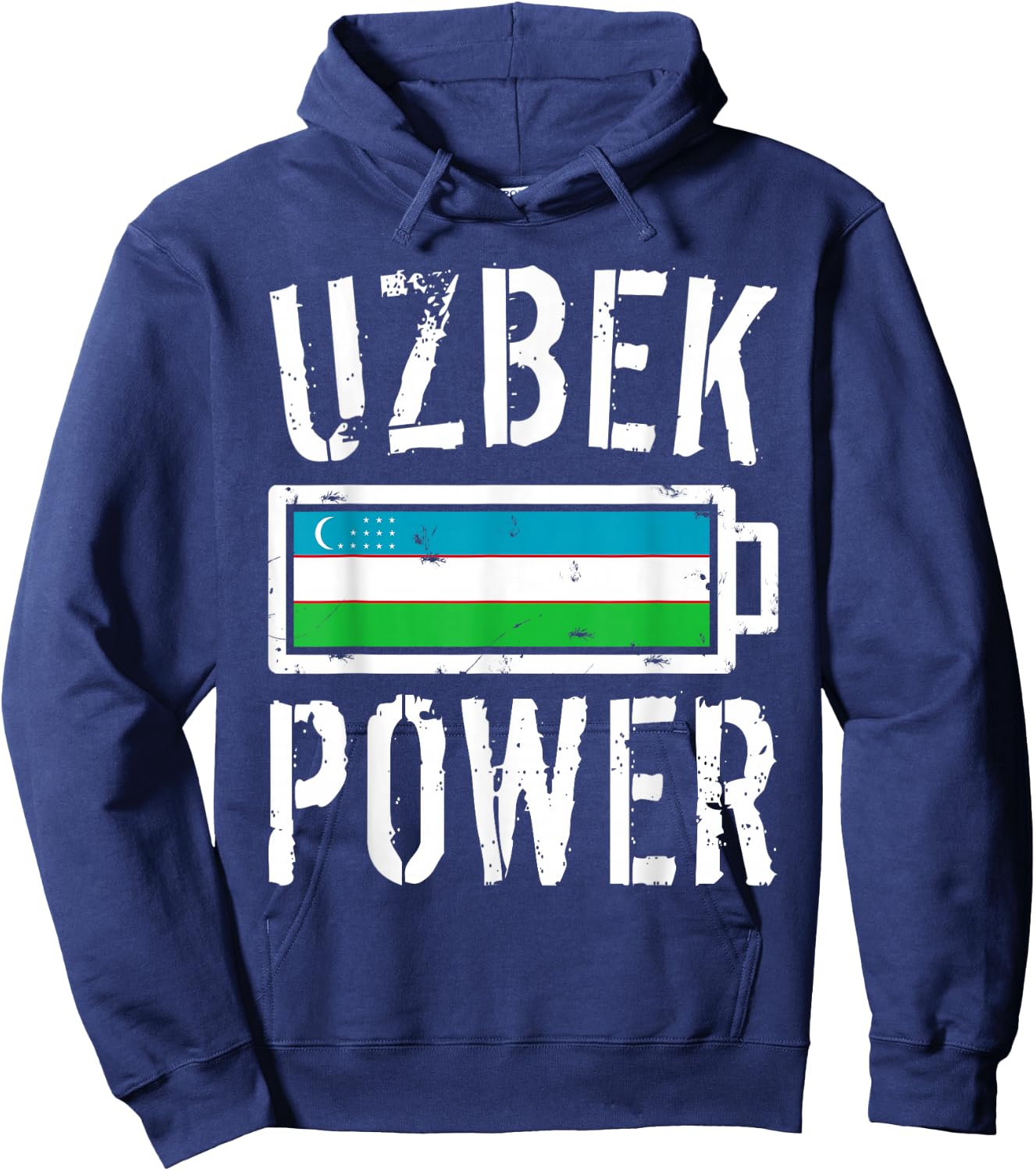 Uzbekistan Flag | Uzbek Power Battery Proud Hoodie - Hoodie | Navy