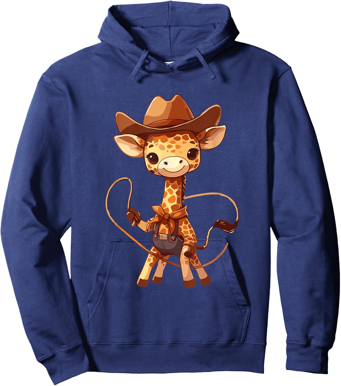 Western Rodeo Cowboy Outfit Hat Giraffe Texas Animals Hoodie - Hoodie | Navy