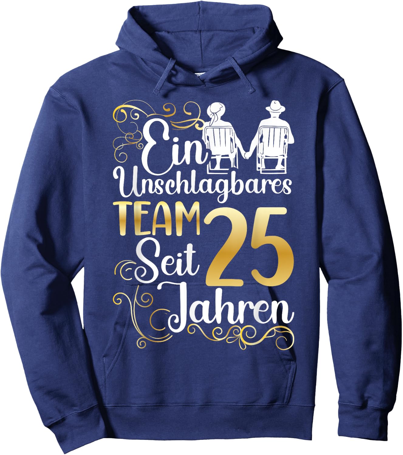 Silver Wedding 25 Years Married Wedding Anniversary , black, s Hoodie - Hoodie | Navy