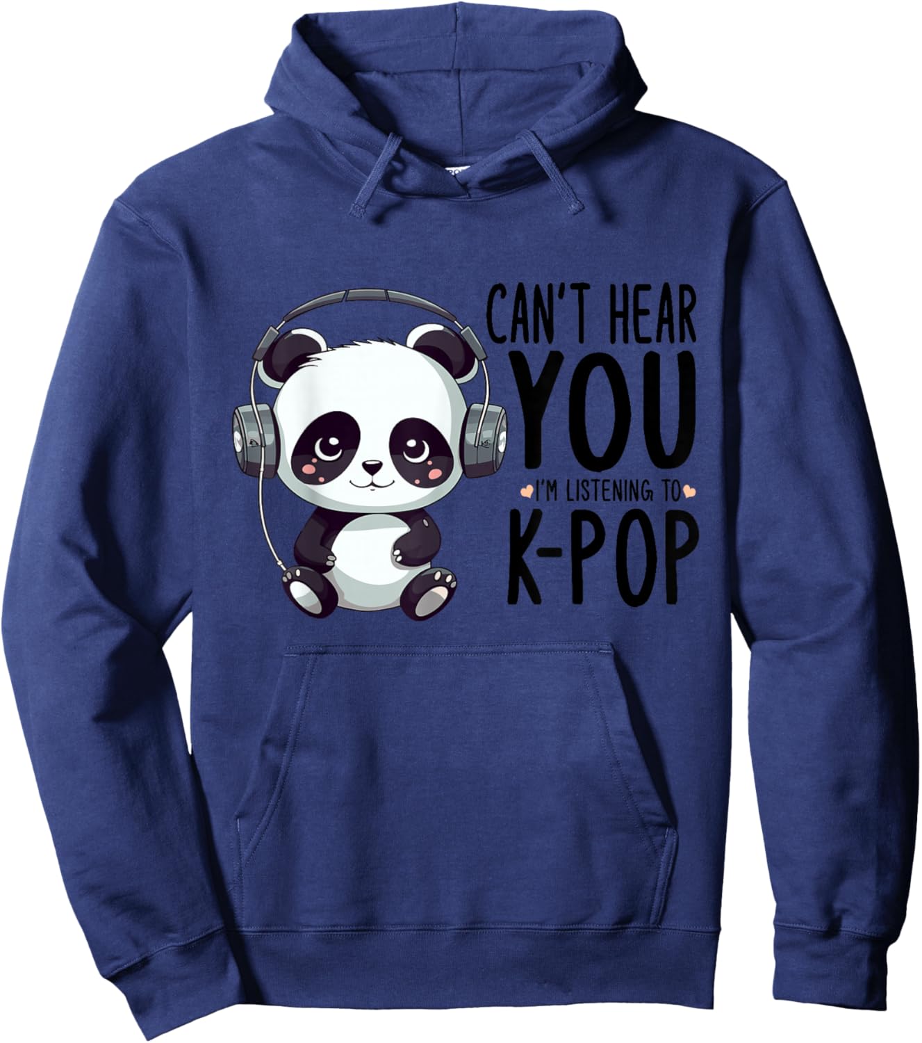 with German Text 'Ich kann dich nicht hörre' I hear K-Pop Panda Kpop fan merchandise, gray Hoodie - Hoodie | Navy