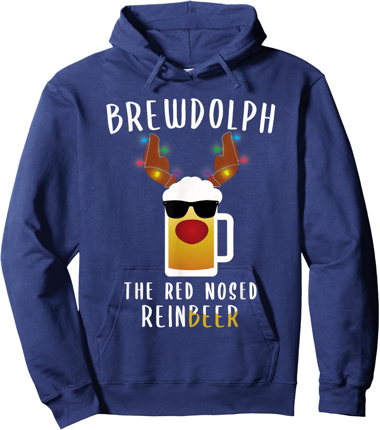 Reindeer Beer Rudolph Brewdolph Funny Christmas Gift Hoodie - Hoodie | Navy