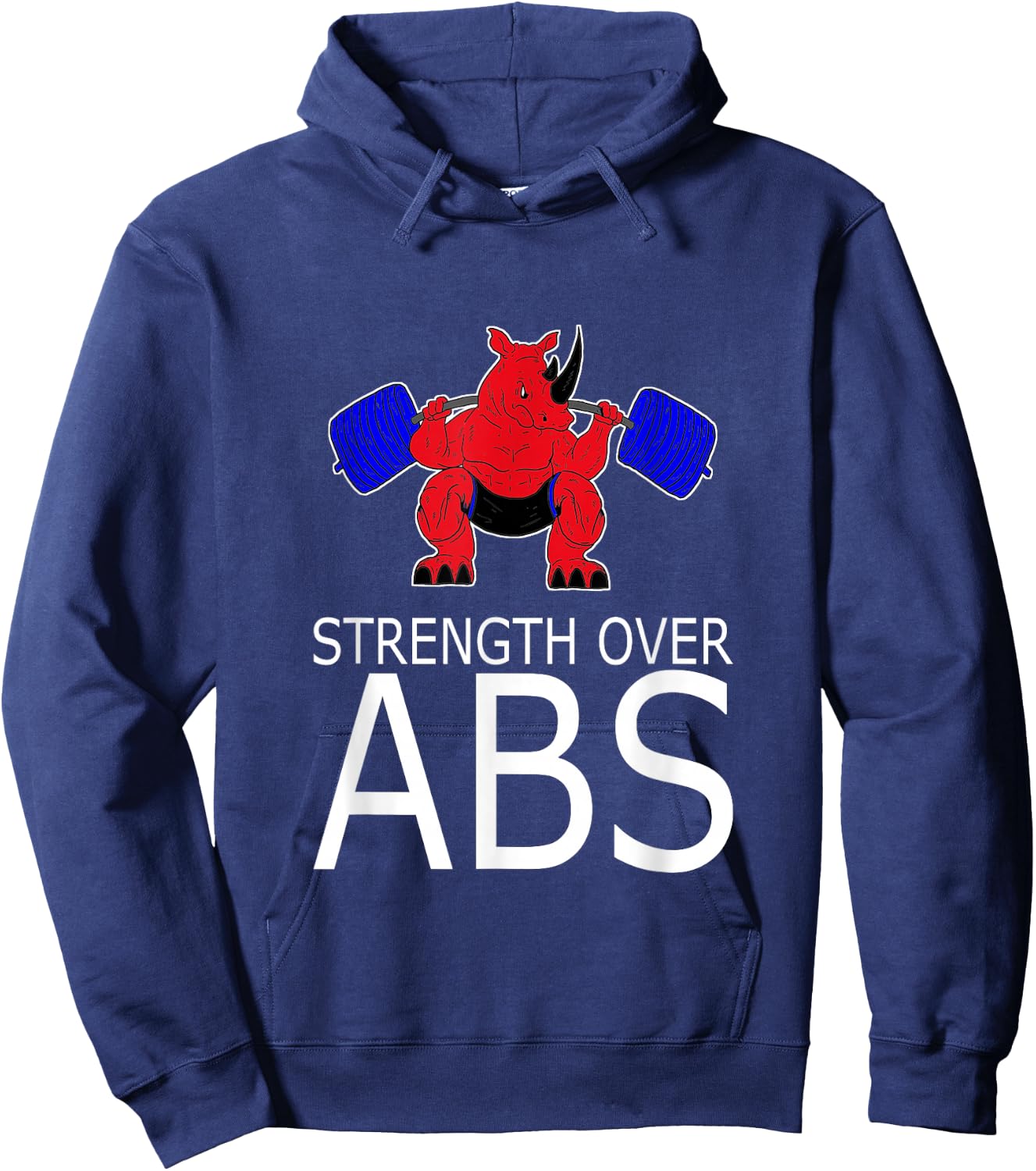 STRENGTH OVER ABS Weight Lifting With Saying Powerlifting Hoodie - Hoodie | Navy