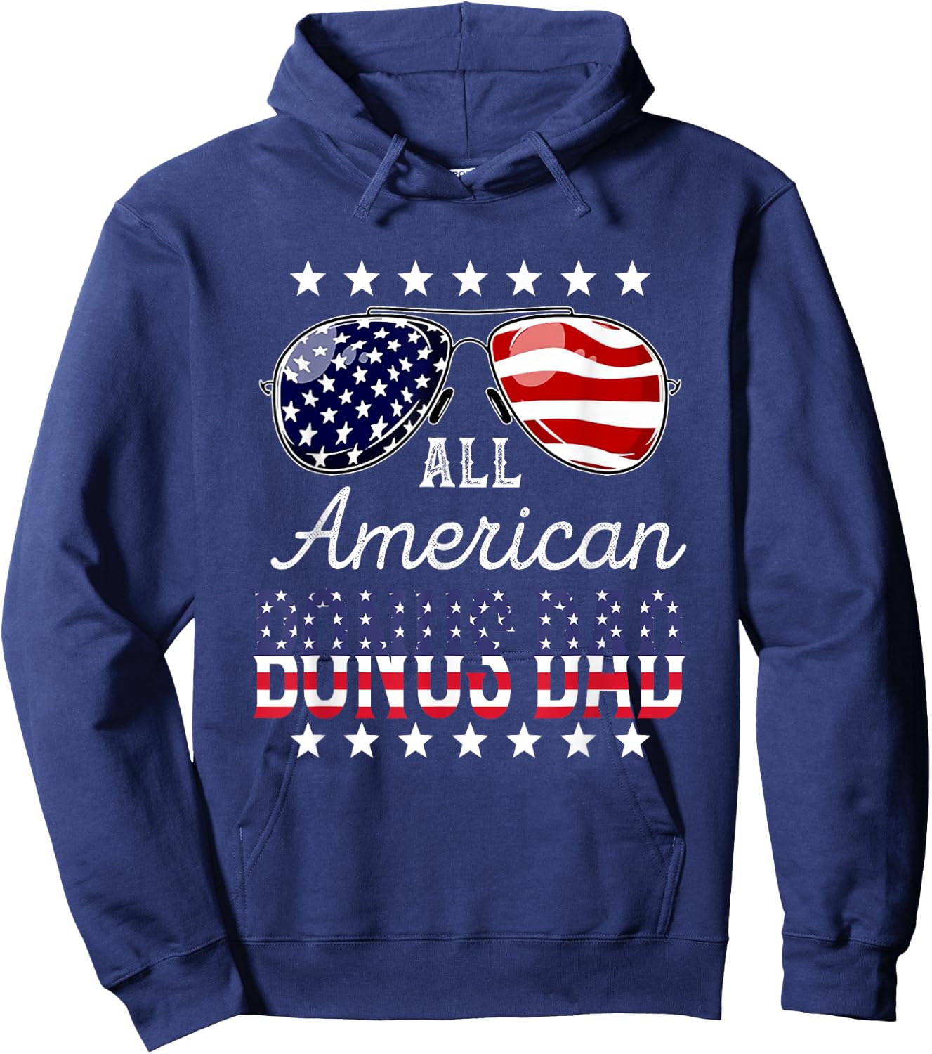 All American Bonus Dad 4th of July Sunglasses Family Hoodie - Hoodie | Navy