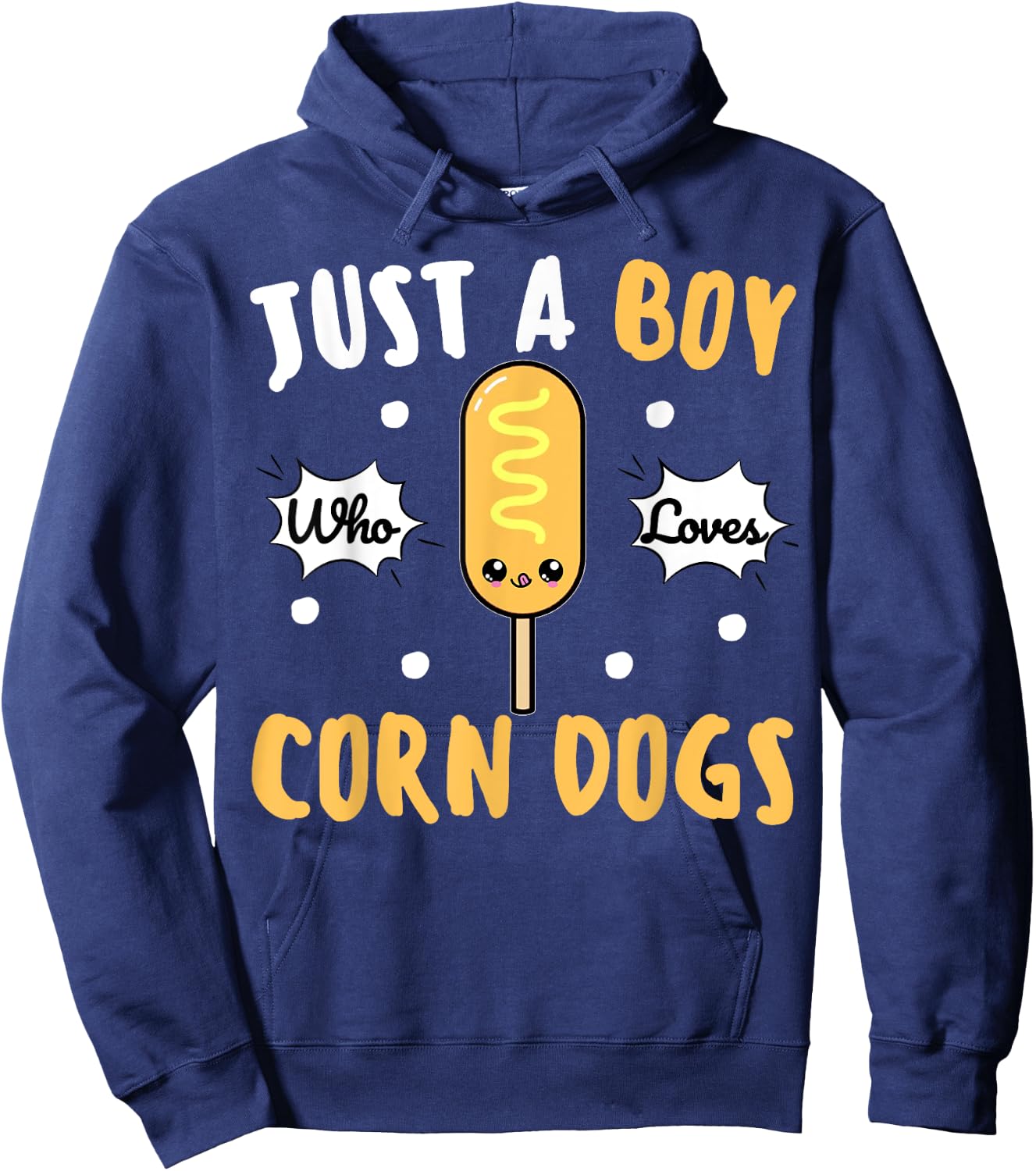 Cute Kawaii Funny Corndog Just a Boy Who Loves Corn Dogs Hoodie - Hoodie | Navy