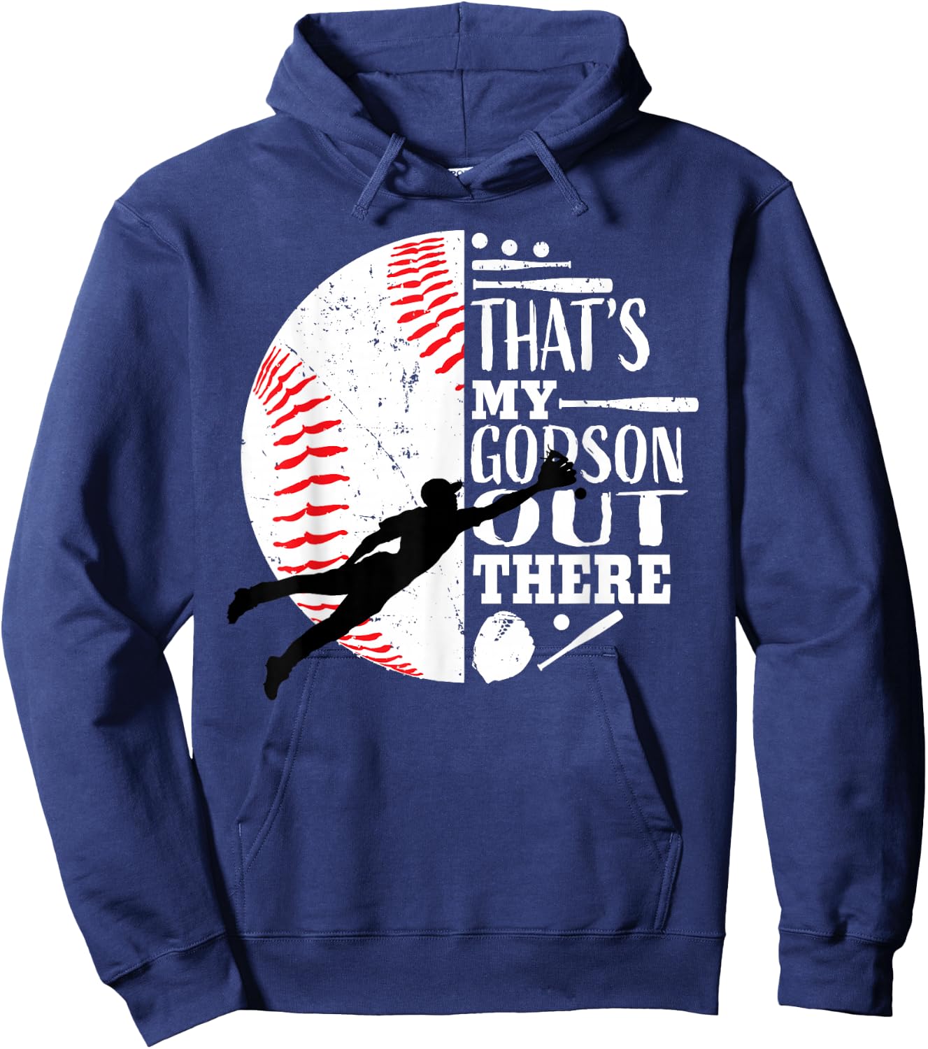 That's My Godson Out There Baseball Godfather Godmother Gift Hoodie - Hoodie | Navy