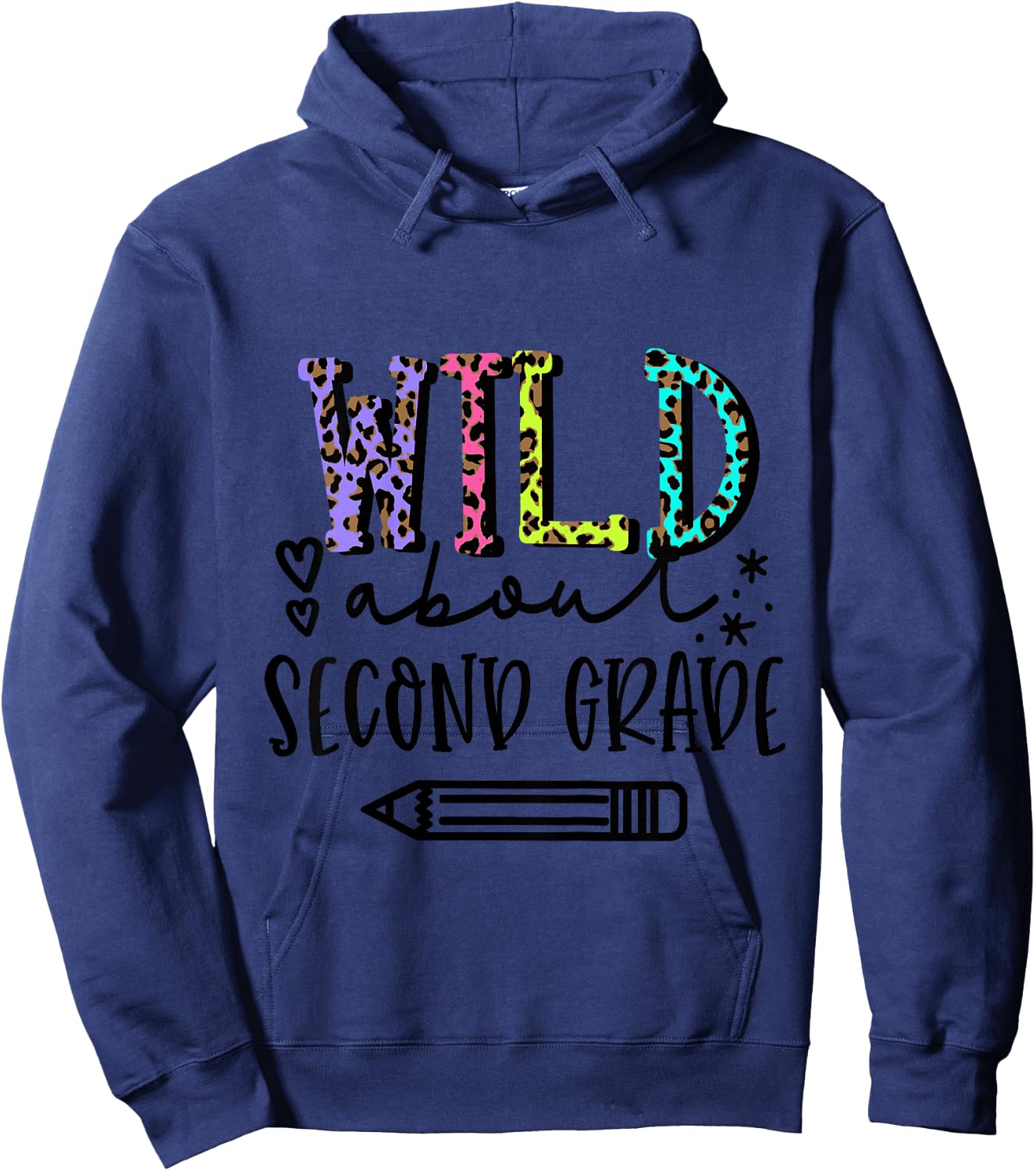Kids Wild About 2nd Grade Girls First Day of Second Grade Hoodie - Hoodie | Navy