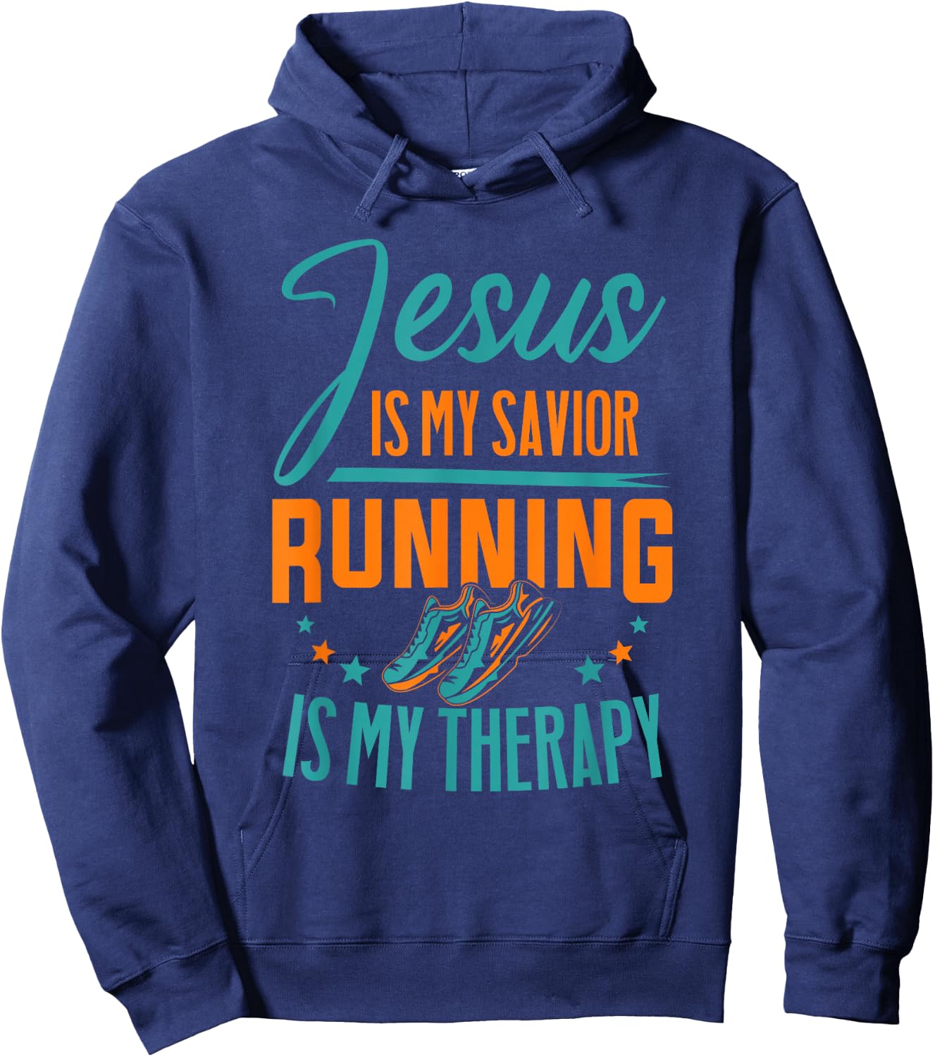 Marathoner Jesus Is My Savior Running Is My Therapy Marathon Hoodie - Hoodie | Navy