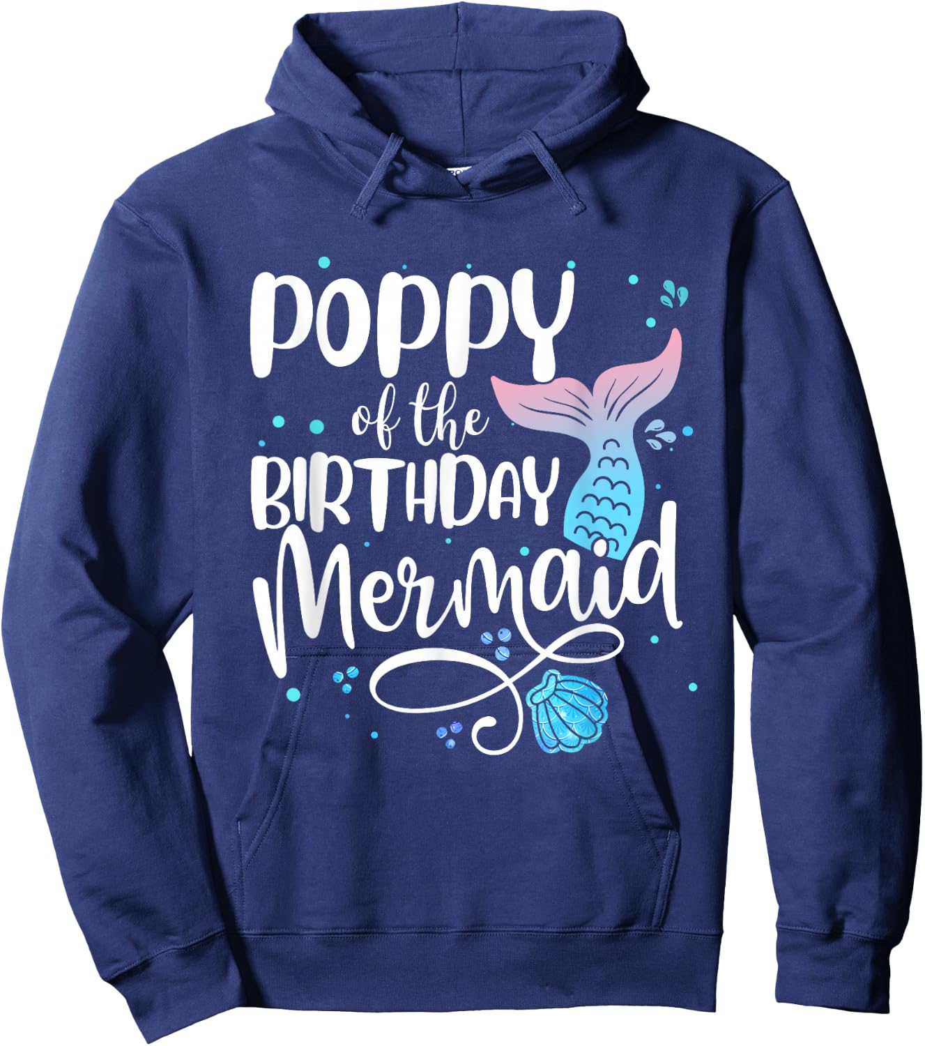 Poppy Of The Birthday Mermaid Family Matching Party Squad Hoodie - Hoodie | Navy