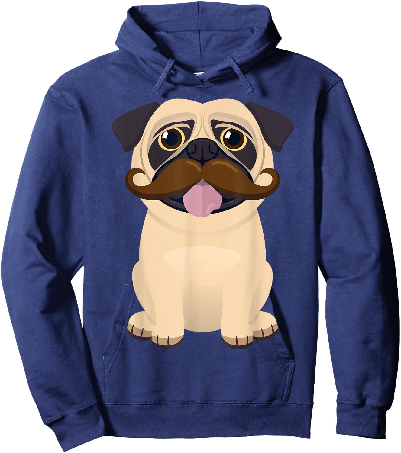Funny Christmas Xmas Pug Dog Mustache Kids Costume Hoodie - Hoodie | Navy