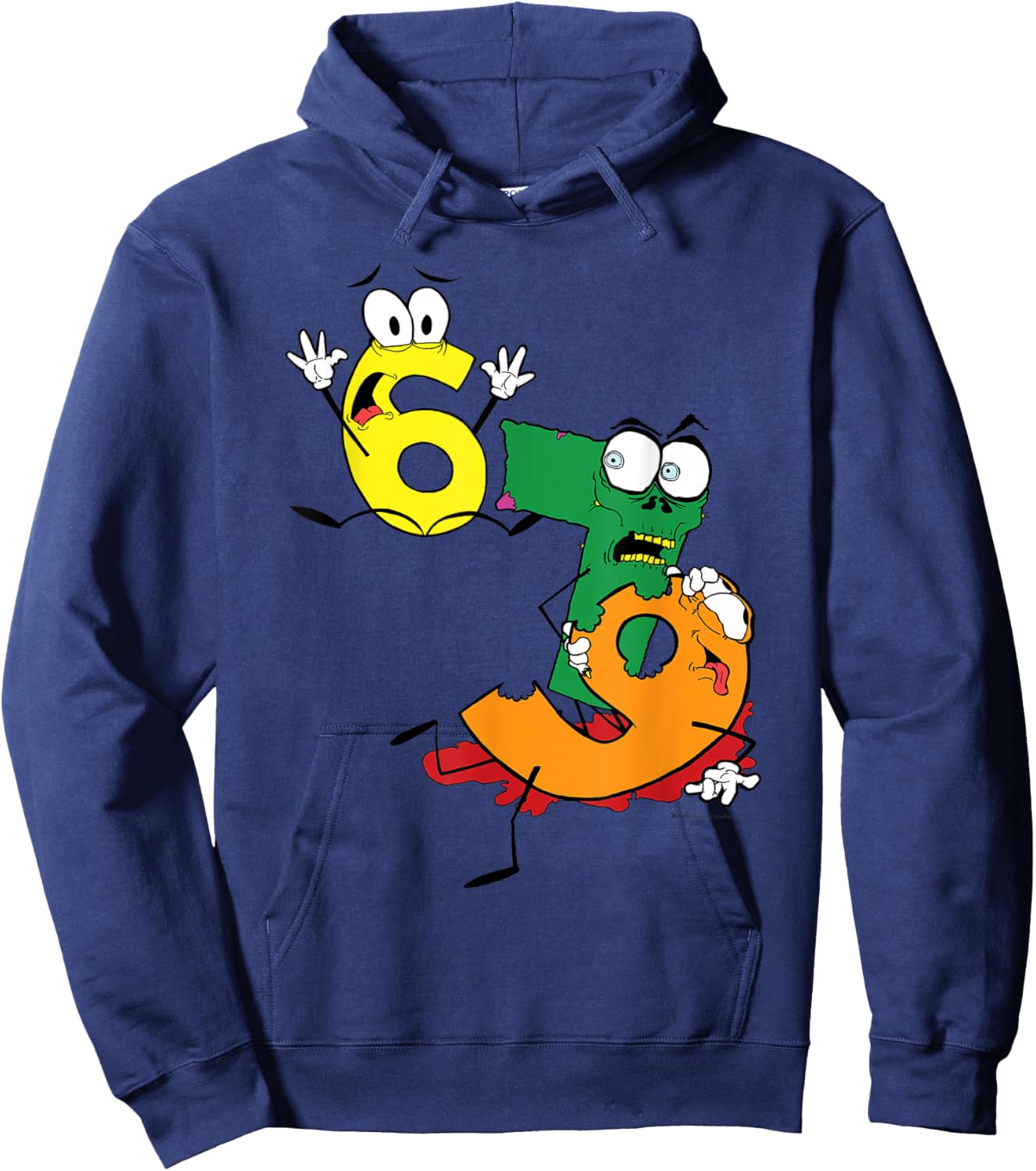 Why was 6 Afraid of 7 Seven Ate Nine Cute Zombie Pun Hoodie - Hoodie | Navy