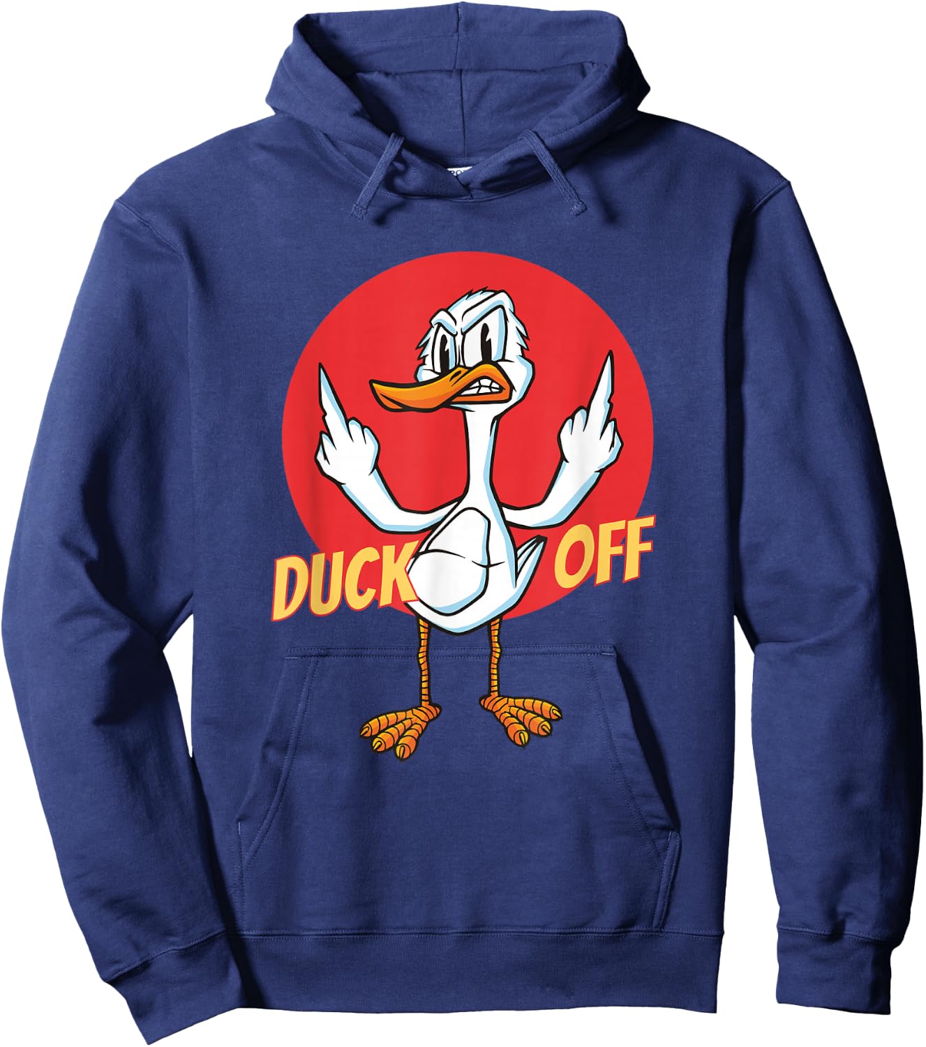 Duck Off Sarcastic Funny Middle Finger Pun Duck Cartoon Hoodie - Hoodie | Navy