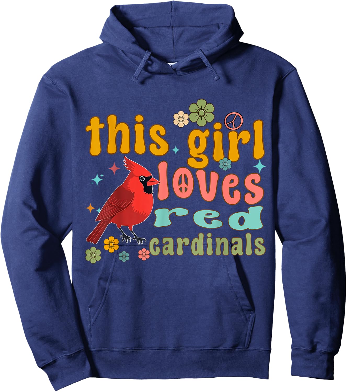 Red Cardinal Bird Women Men Girl Boys Northern Cardinal Hoodie - Hoodie | Navy