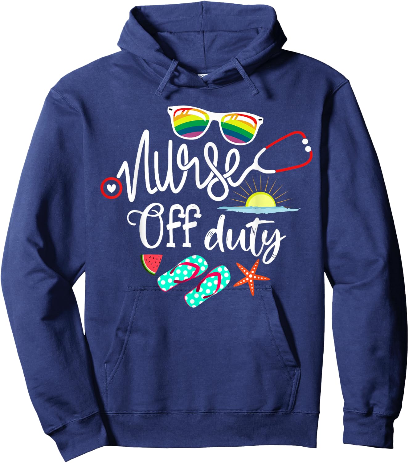 Nurse Off Duty Funny Summer Beach Holiday For NP RN Nurses Hoodie - Hoodie | Navy