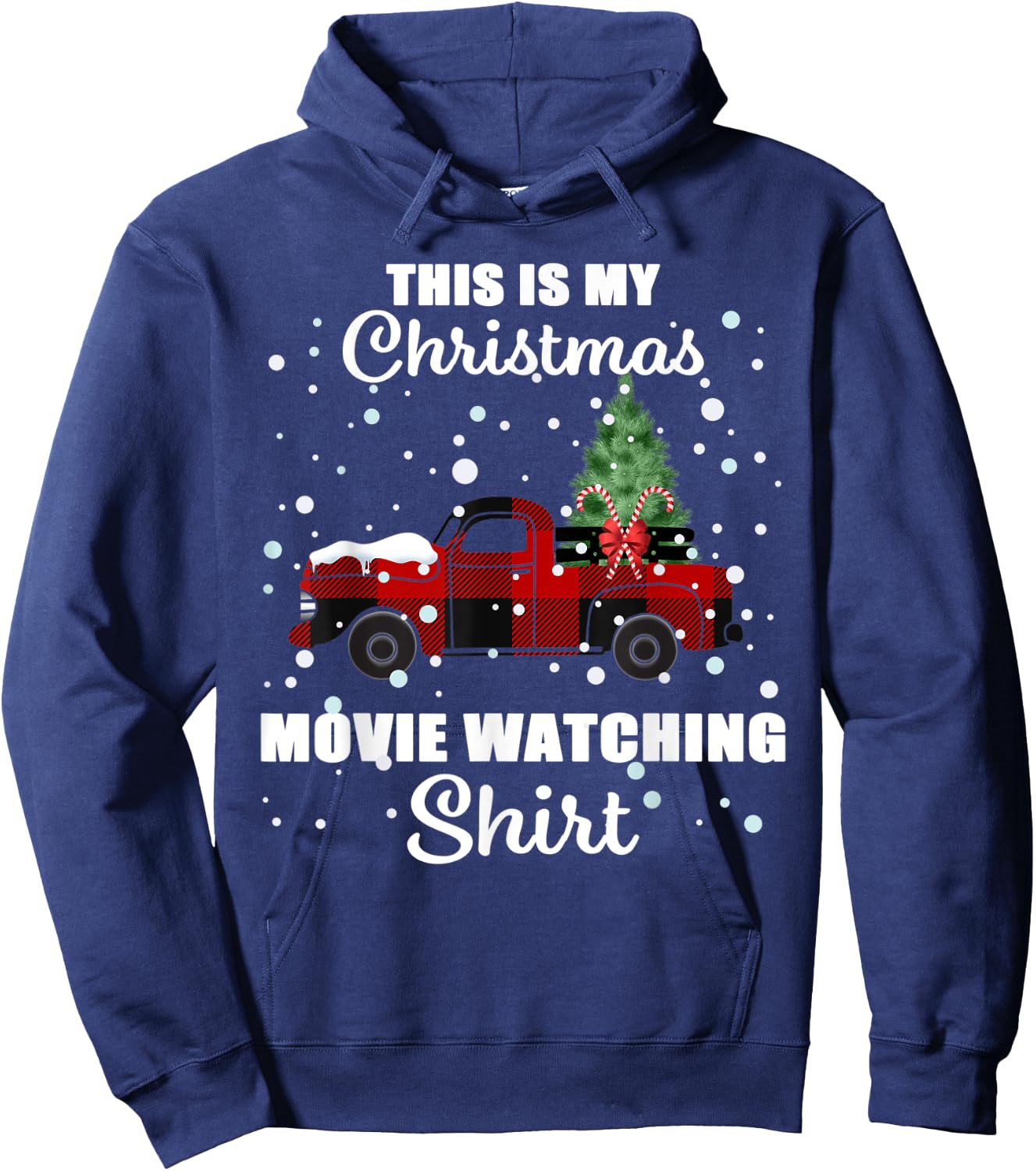 This Is My Christmas Movie Watching Buffalo Plaid Hoodie - Hoodie | Navy