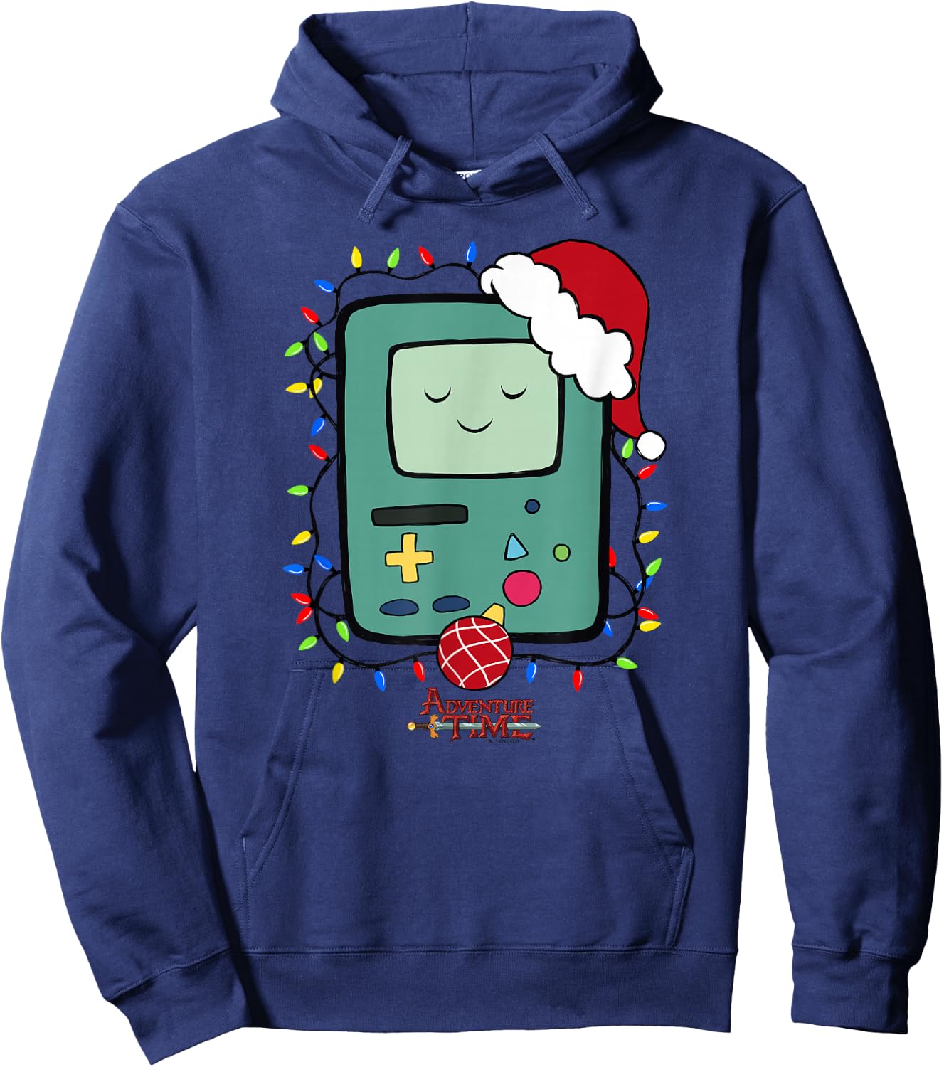 Adventure Time Christmas Light Up BMO Hoodie - Hoodie | Navy