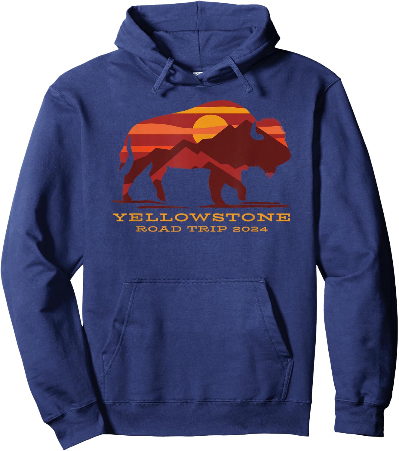 Yellowstone National Park Family Road Trip 2024 Matching Hoodie - Hoodie | Navy