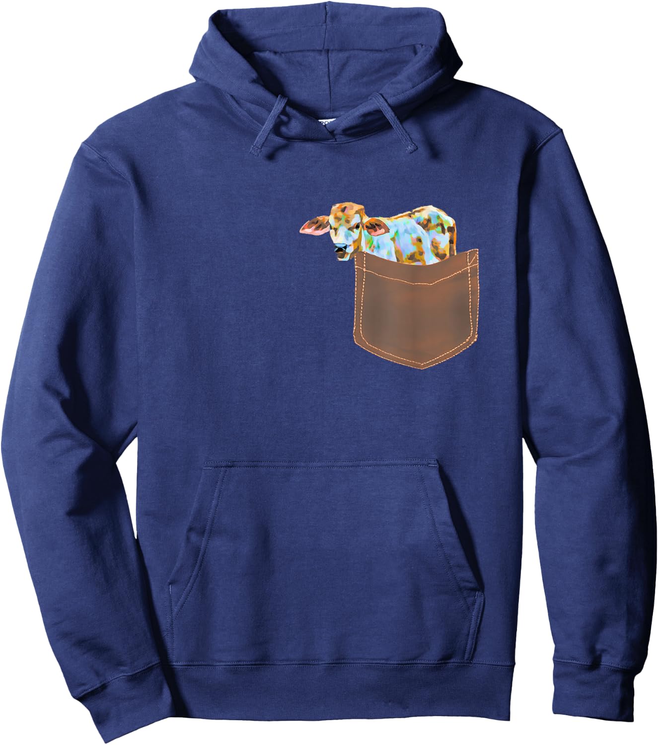 Cow Shirt - Calf in Pocket Shirt Men Women Kids Cow Lovers Hoodie - Hoodie | Navy