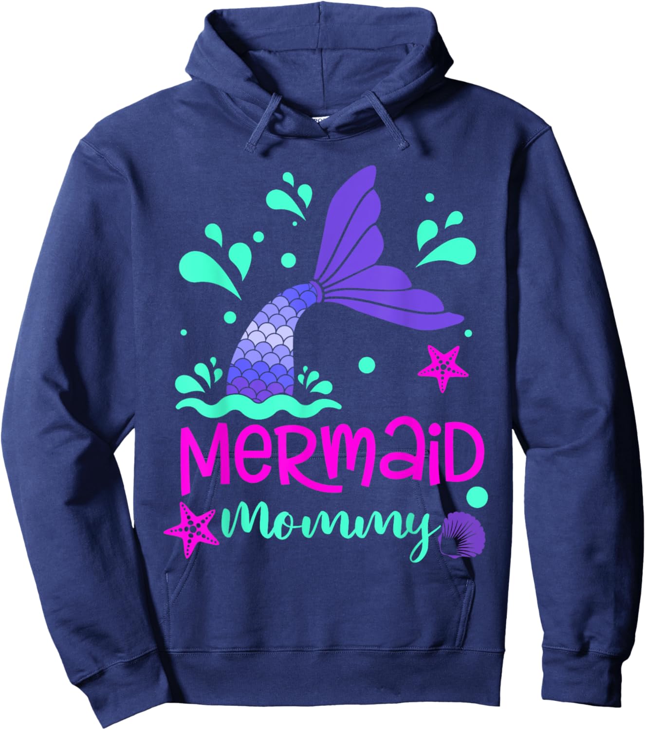 Mermaid Mommy Party Matching Birthday Women Mom Mama Family Hoodie - Hoodie | Navy