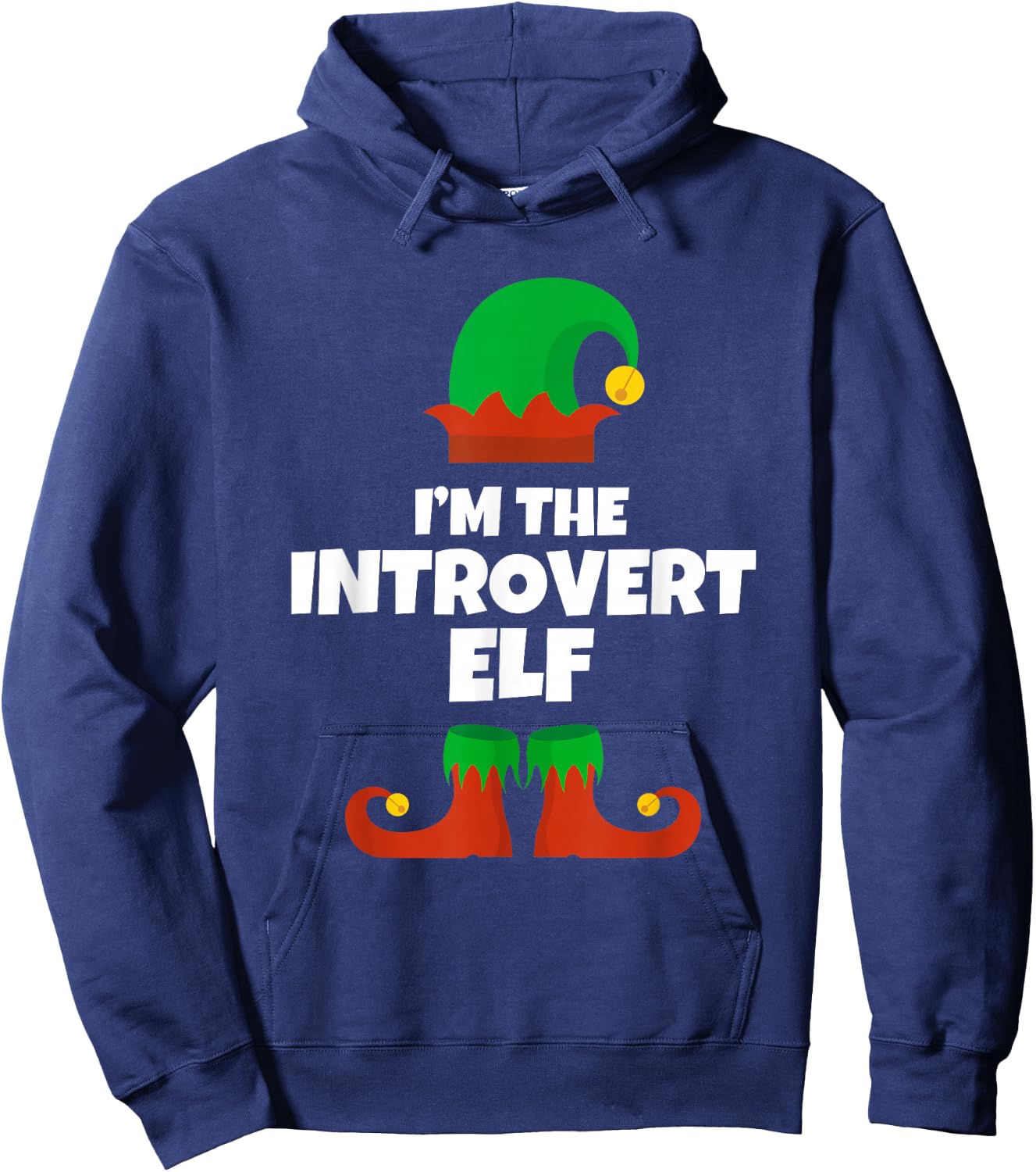 I'm The Introvert Elf Family Pajama Christmas Funny Hoodie - Hoodie | Navy