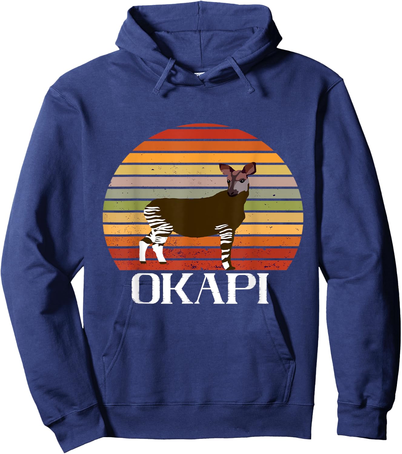 Retro Funny Okapi Vintage Forest Giraffe Okapi Lover Okapi Hoodie - Hoodie | Navy