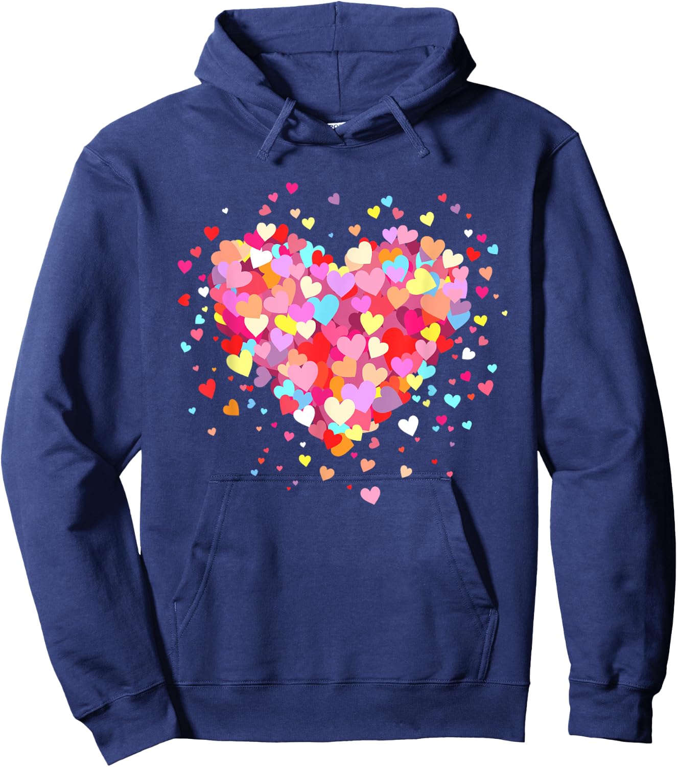 Heart Design Colourful Confetti Hearts Valentine's Day , black Hoodie - Hoodie | Navy