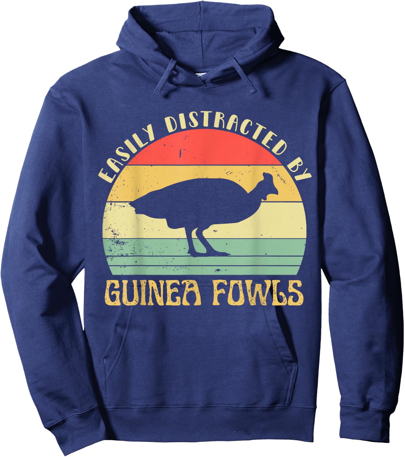 Easily Distracted By Guinea Fowls Retro Funny Guinea Fowls Hoodie - Hoodie | Navy
