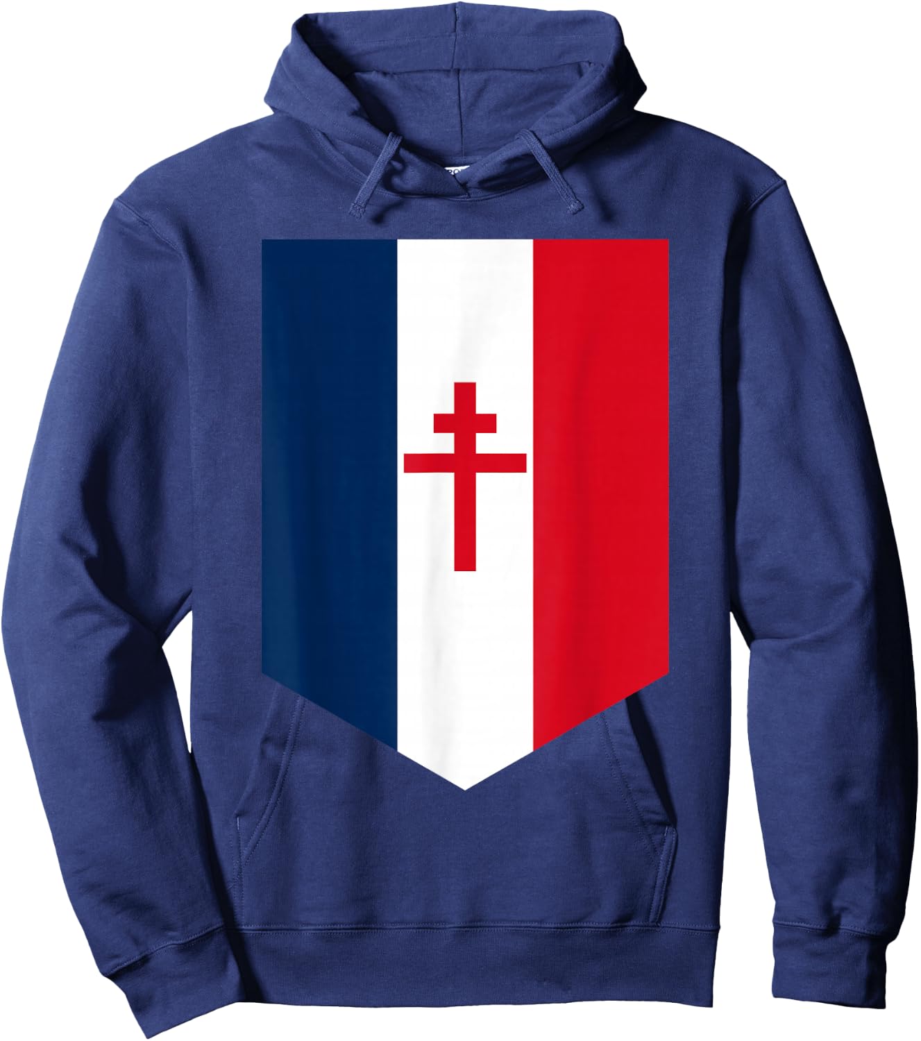 Drapeau Français avec Croix de Lorraine , Black, S Hoodie - Hoodie | Navy