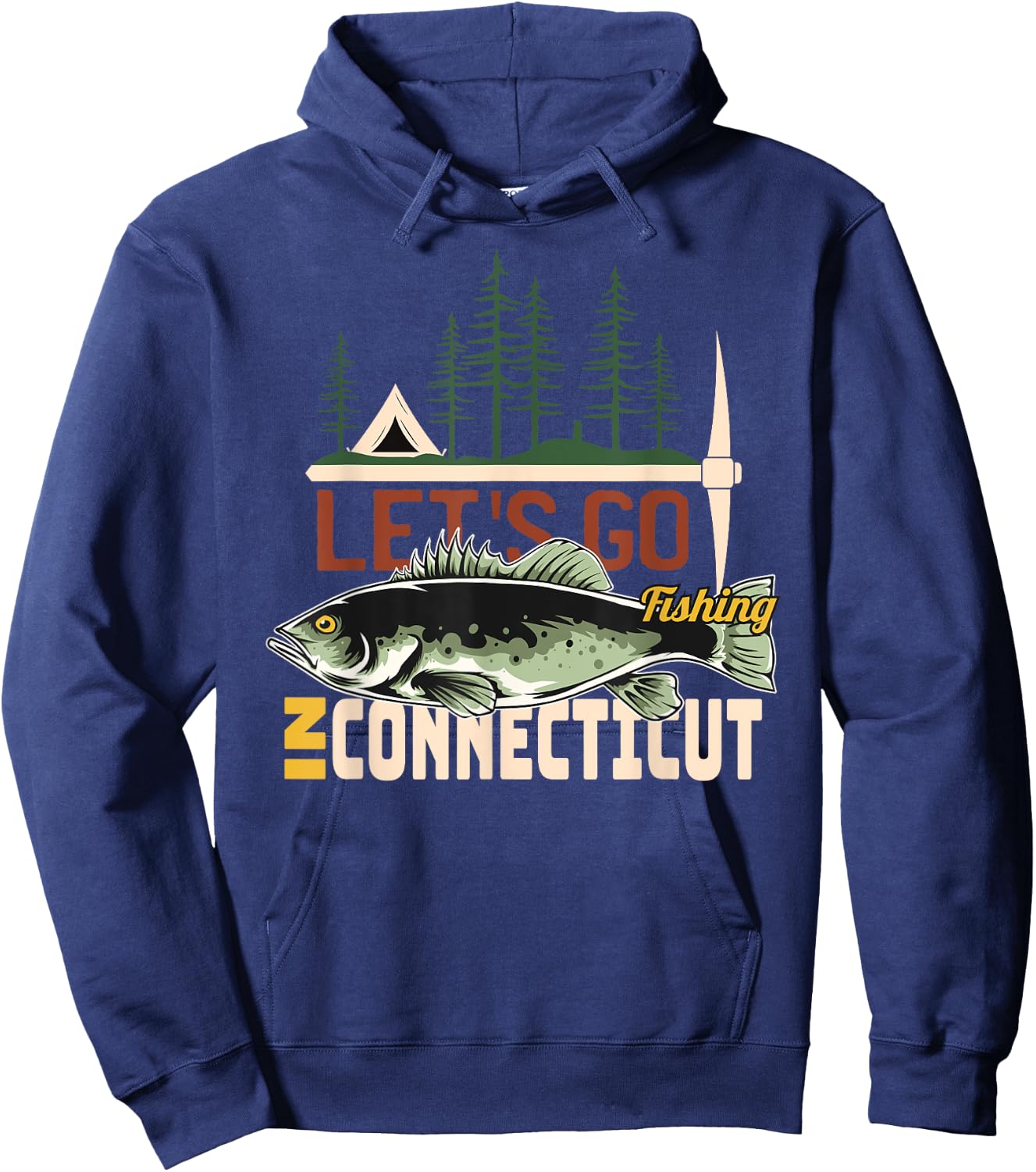 Camping Fishing in Connecticut - Nature Connecticut Fishing Hoodie - Hoodie | Navy