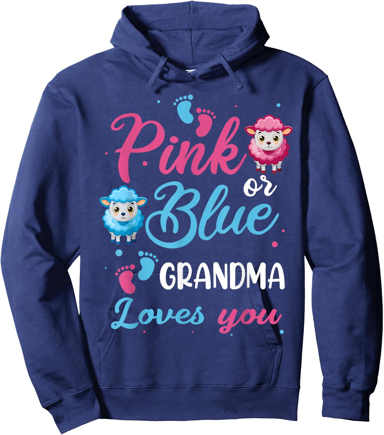 Pink Or Blue Grandma Loves You Sheep Baby Shower Party Hoodie - Hoodie | Navy