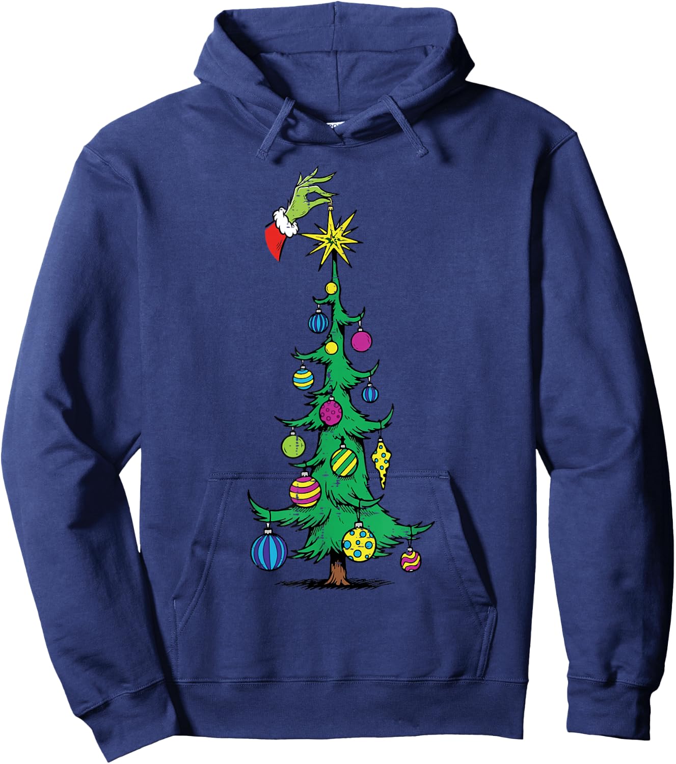 Christmas Tree Star Green Hand Xmas Holiday Kids Men Women Hoodie - Hoodie | Navy