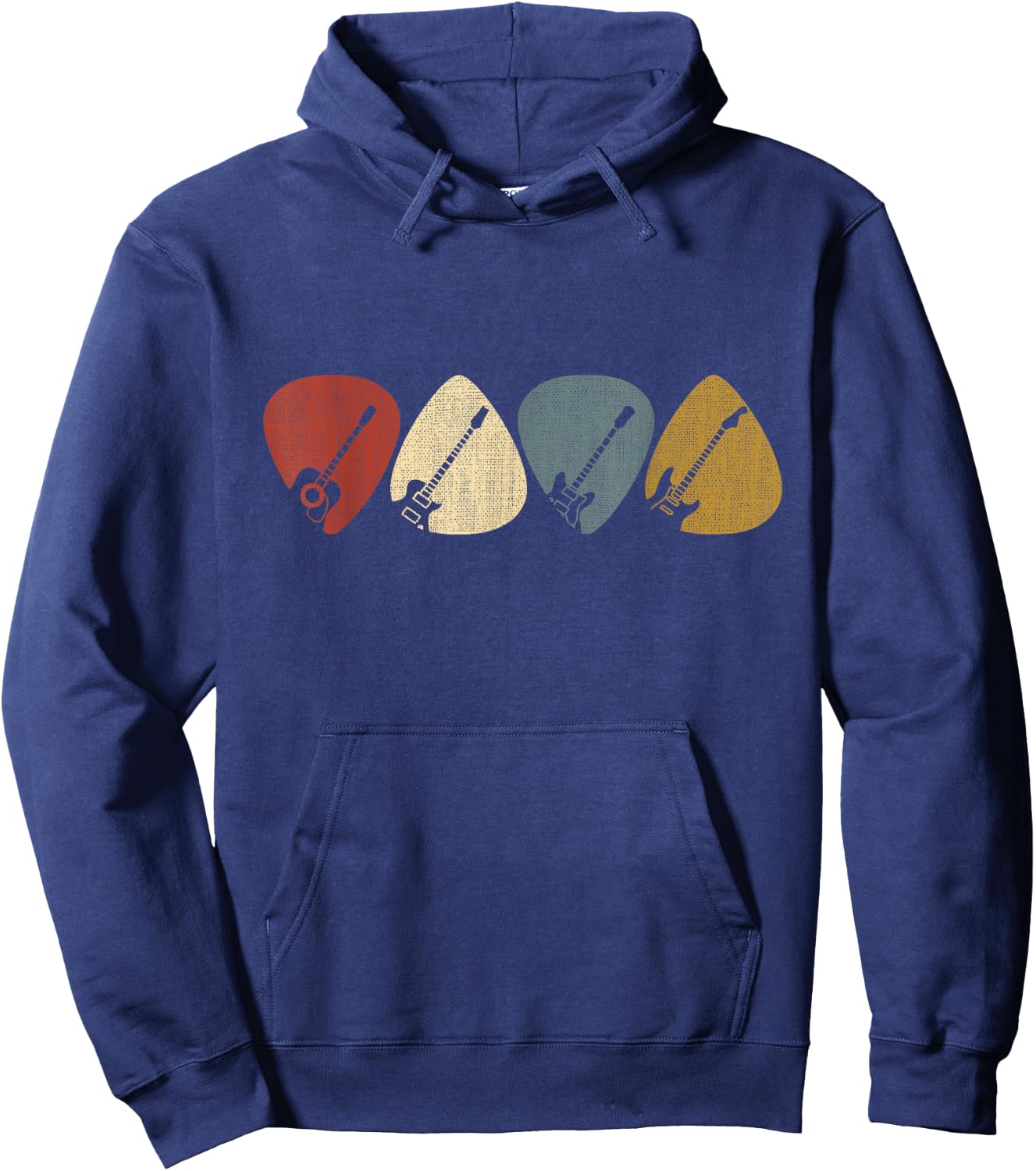 Guitarist, musician Guitar Pick - -Adults - Black - Small - Short Sleeve - Crew Collar - Modern - Retro - Vintage Design Hoodie - Hoodie | Navy