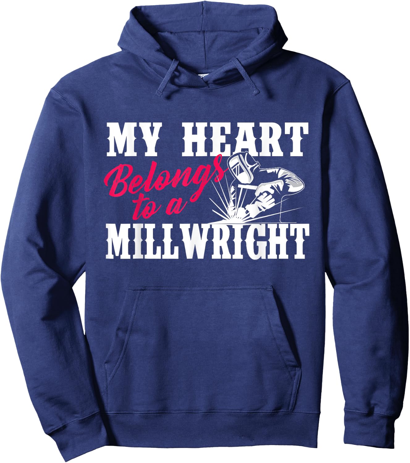 My Heart Belongs To A Millwright - Wife Girlfriend Machinist Hoodie - Hoodie | Navy