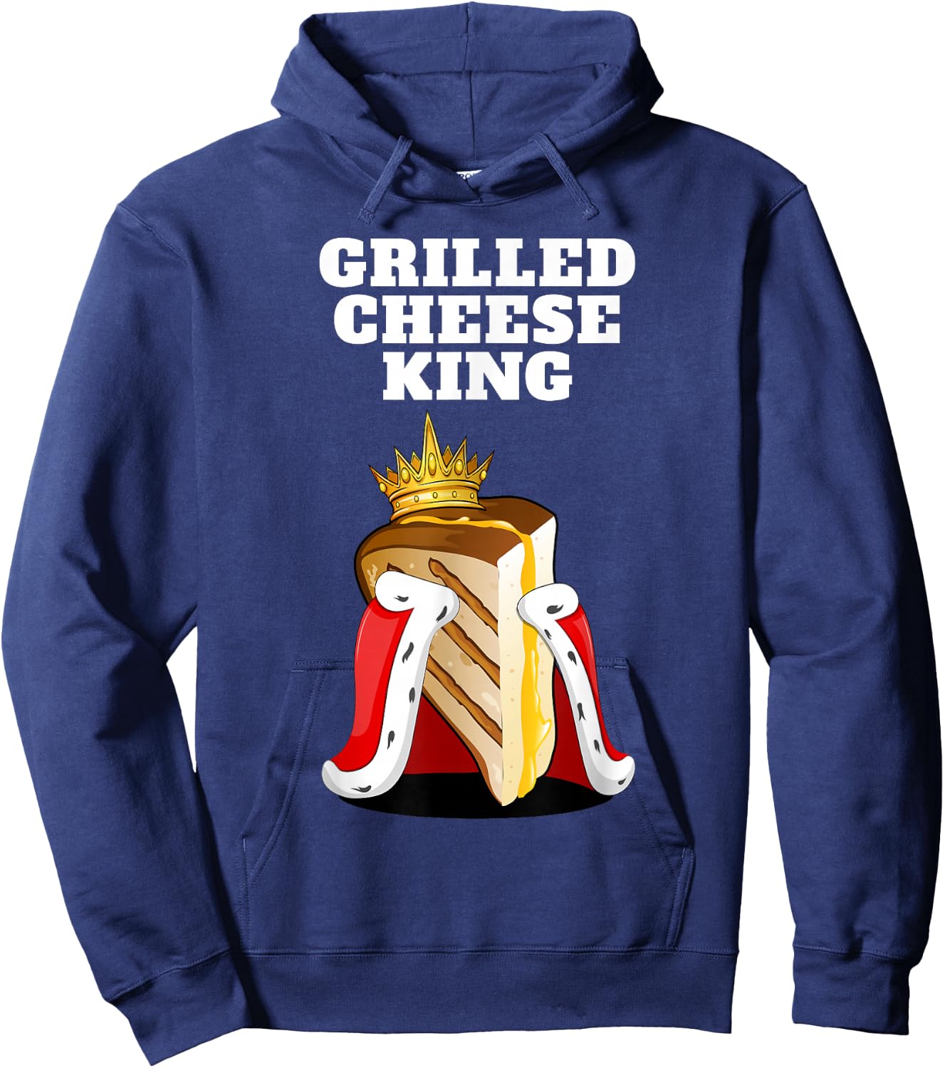 Grilled Cheese Shirts | Grilled Cheese King - Black, Small Hoodie - Hoodie | Navy