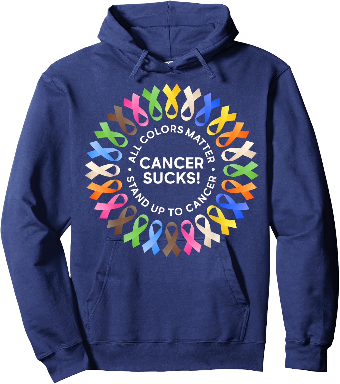 Cancer Sucks In Every Color Shirt Cancer Ribbon Colors Hoodie - Hoodie | Navy
