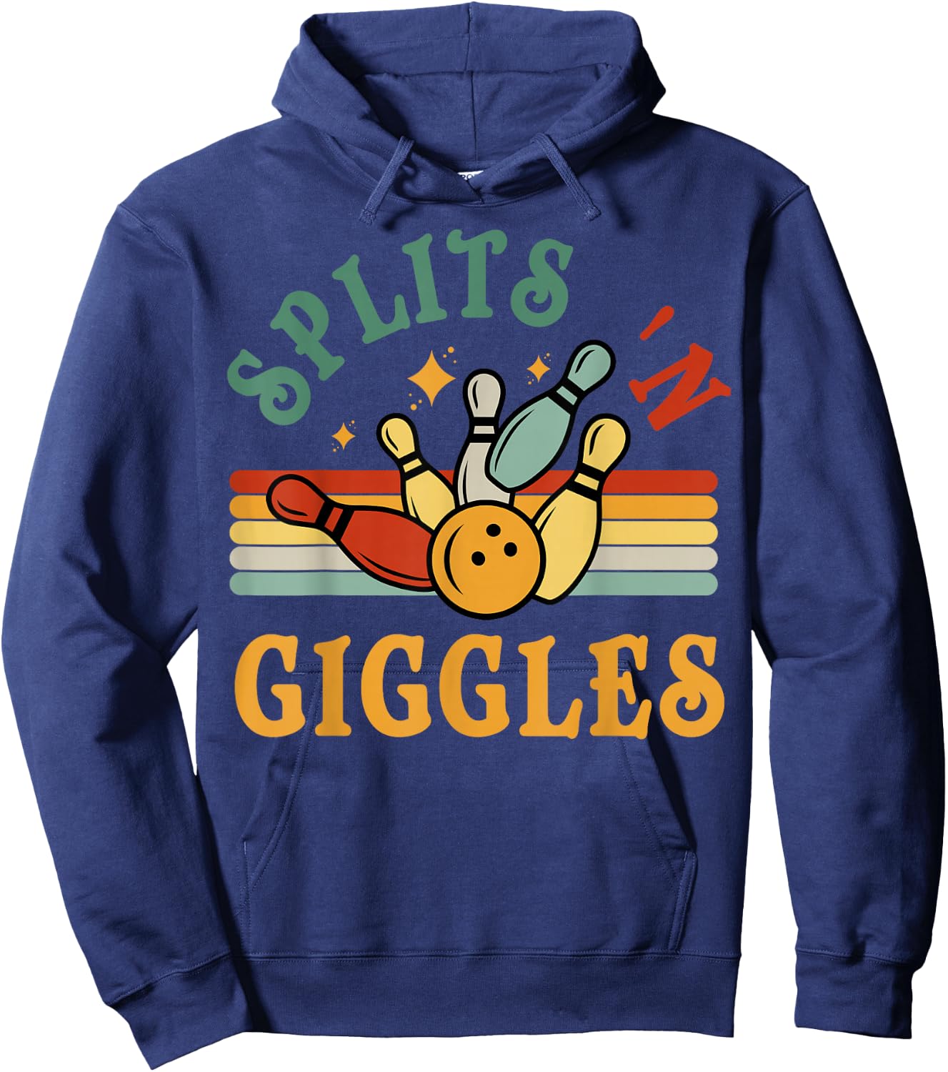 Funny Splits 'n Giggles Bowling Team Men Women Bowler Retro Hoodie - Hoodie | Navy