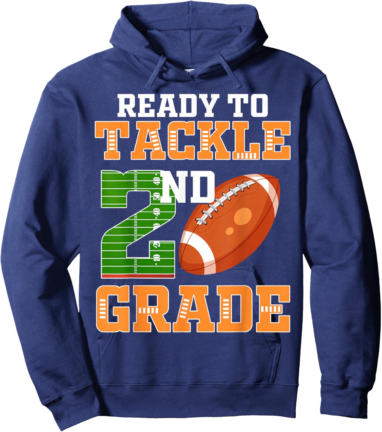 Ready to Tackle 2nd Grade Football Player Second Grade Cheer Hoodie - Hoodie | Navy