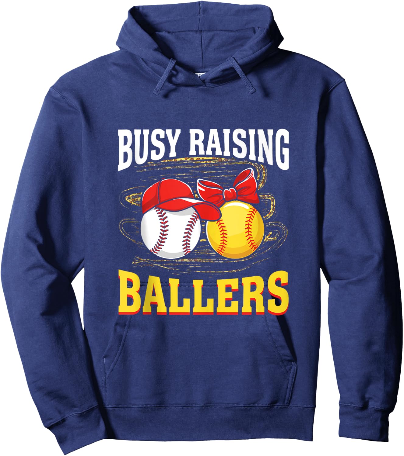 Busy Raising Ballers baseball softball mom leopard women Hoodie - Hoodie | Navy