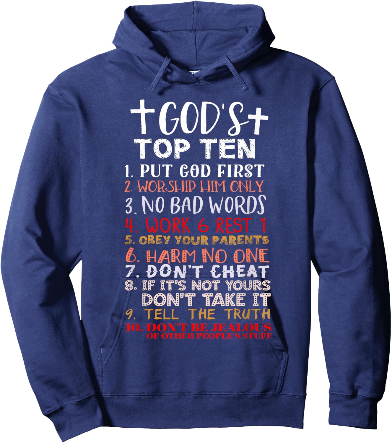 Jesus 10 Commandments Christian Bible Verse Gift Hoodie - Hoodie | Navy