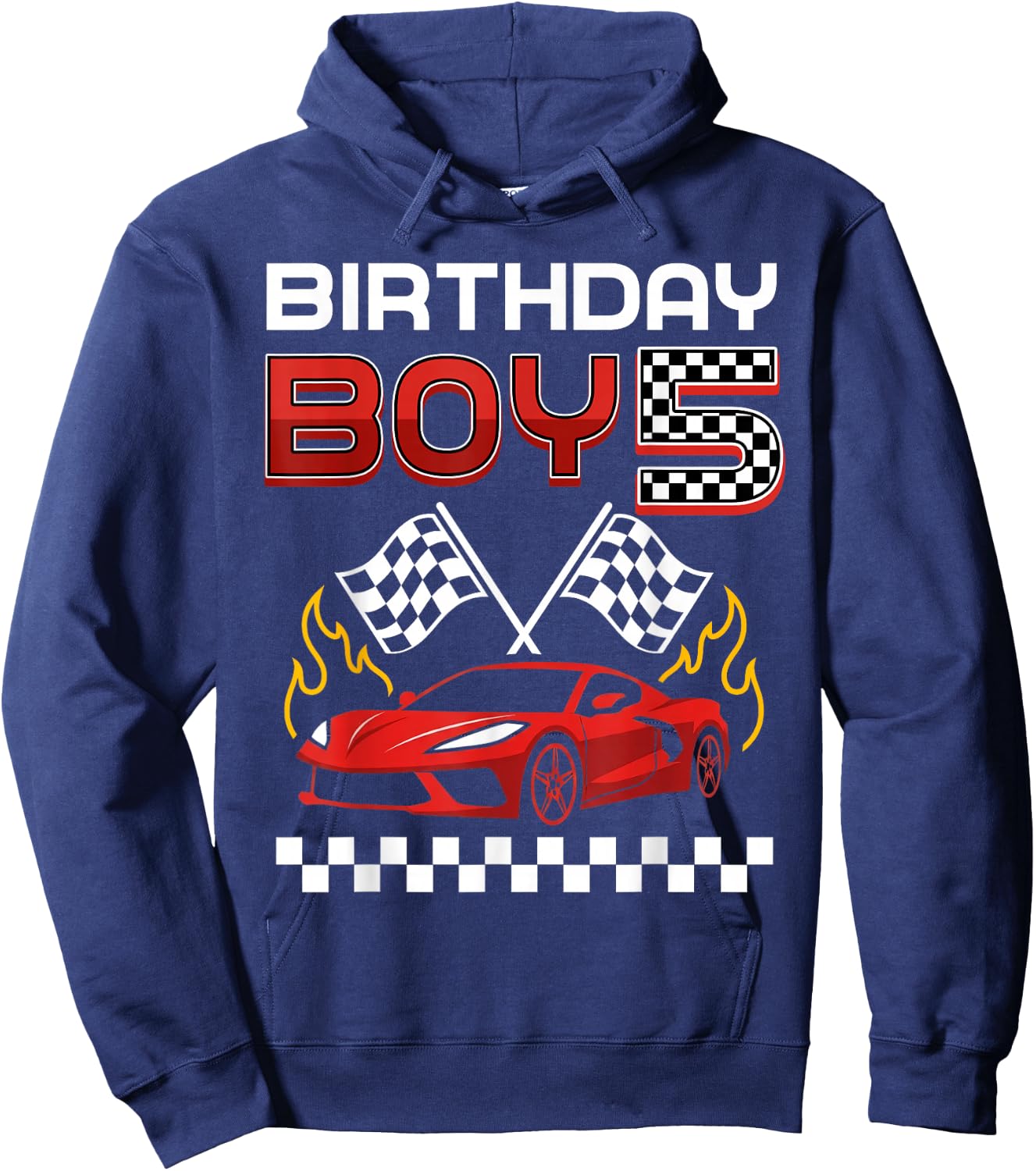 5th Birthday Boy Race Car Racing Car 5 Year Old Boys Kids Hoodie - Hoodie | Navy
